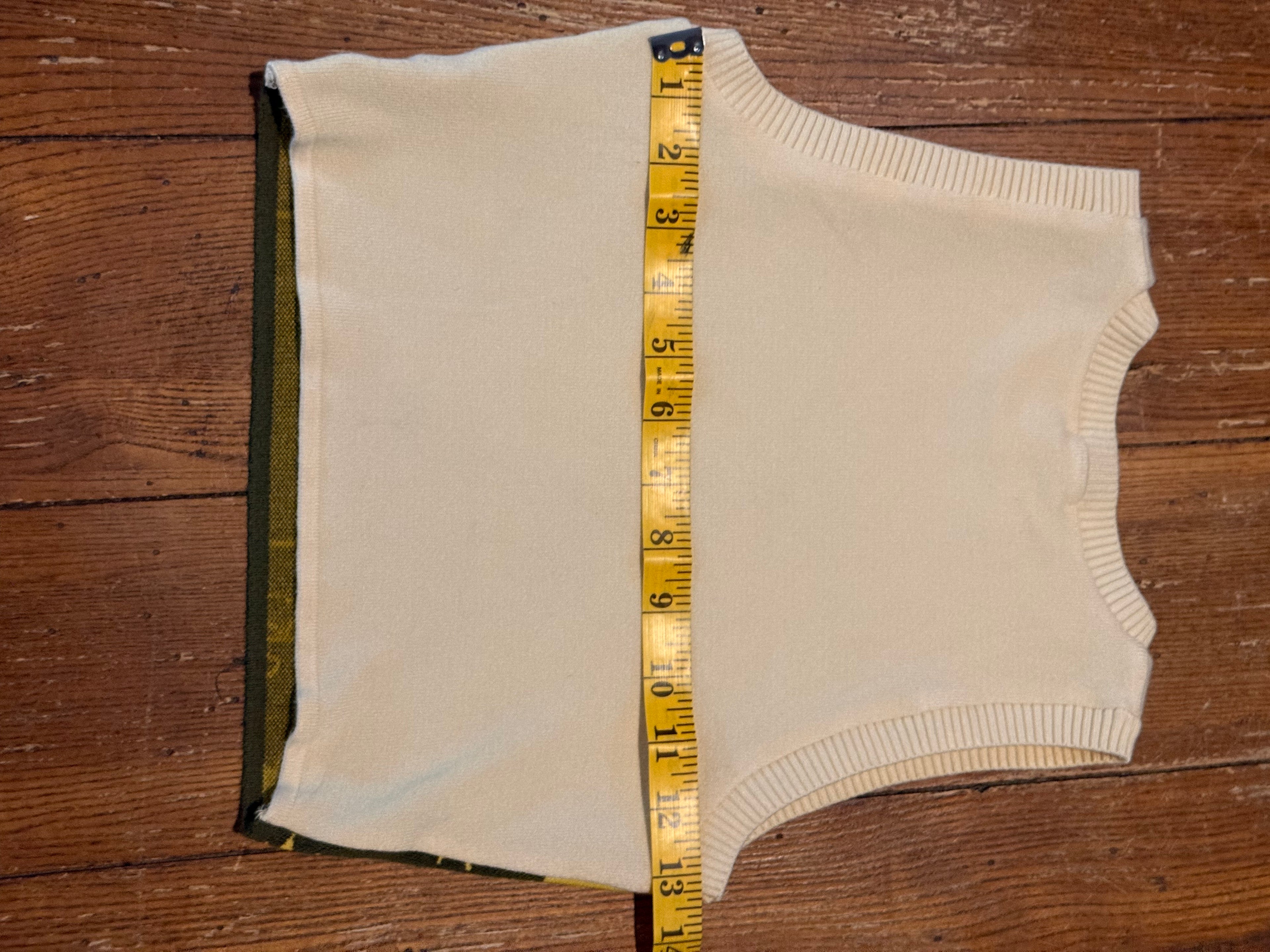 Vintage De Blanc Sunflower Landscape Knit Crop Top Made in USA Retro 70s Style
