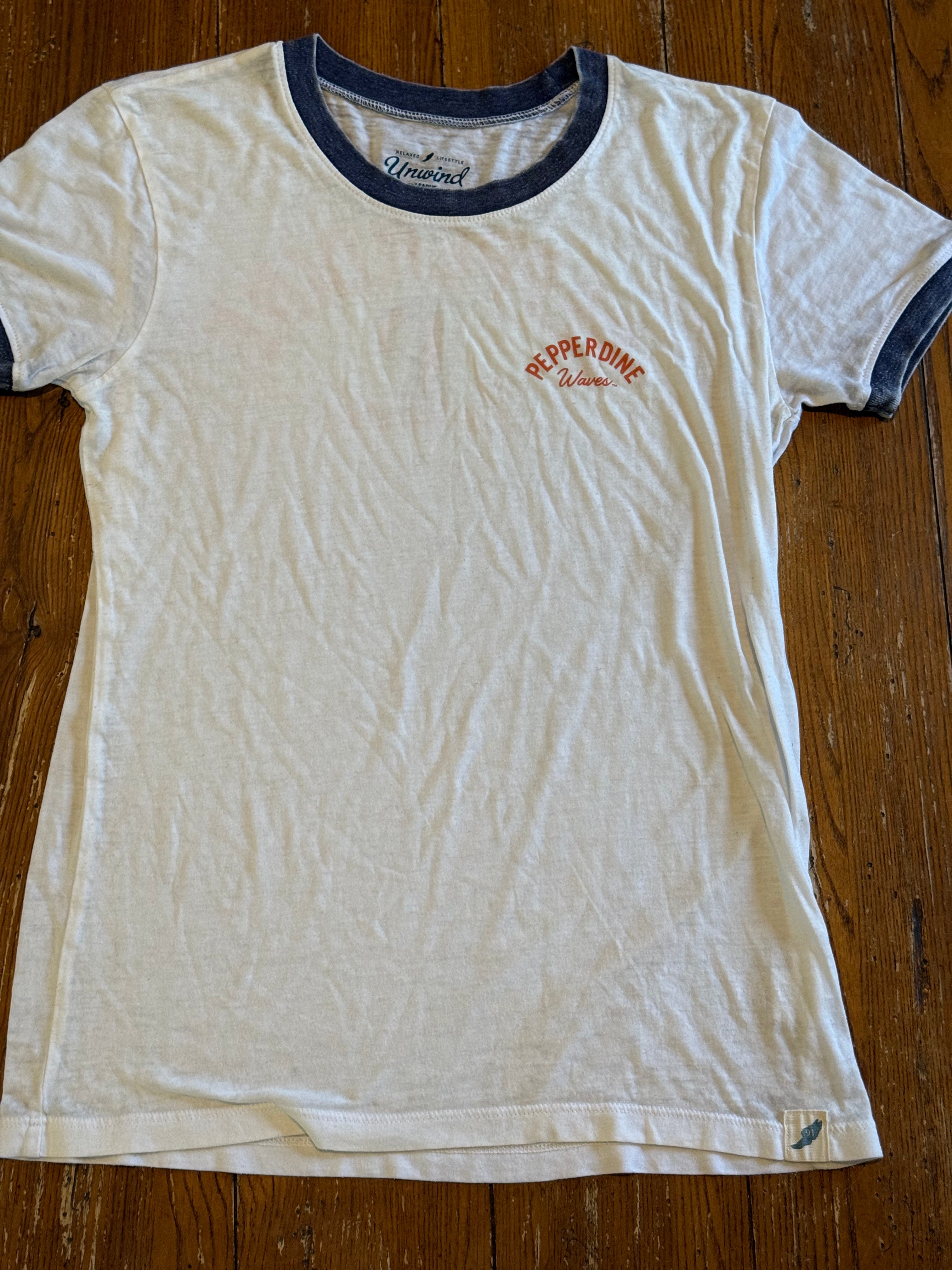 Pepperdine Waves Women’s Ringer T-Shirt – Unwind by League Small
