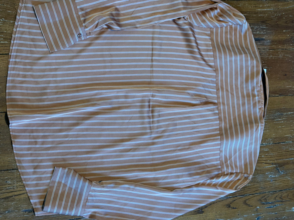 Cupcakes and Cashmere Striped Button-Front Blouse – Rust Brown / Cream – Size S/P