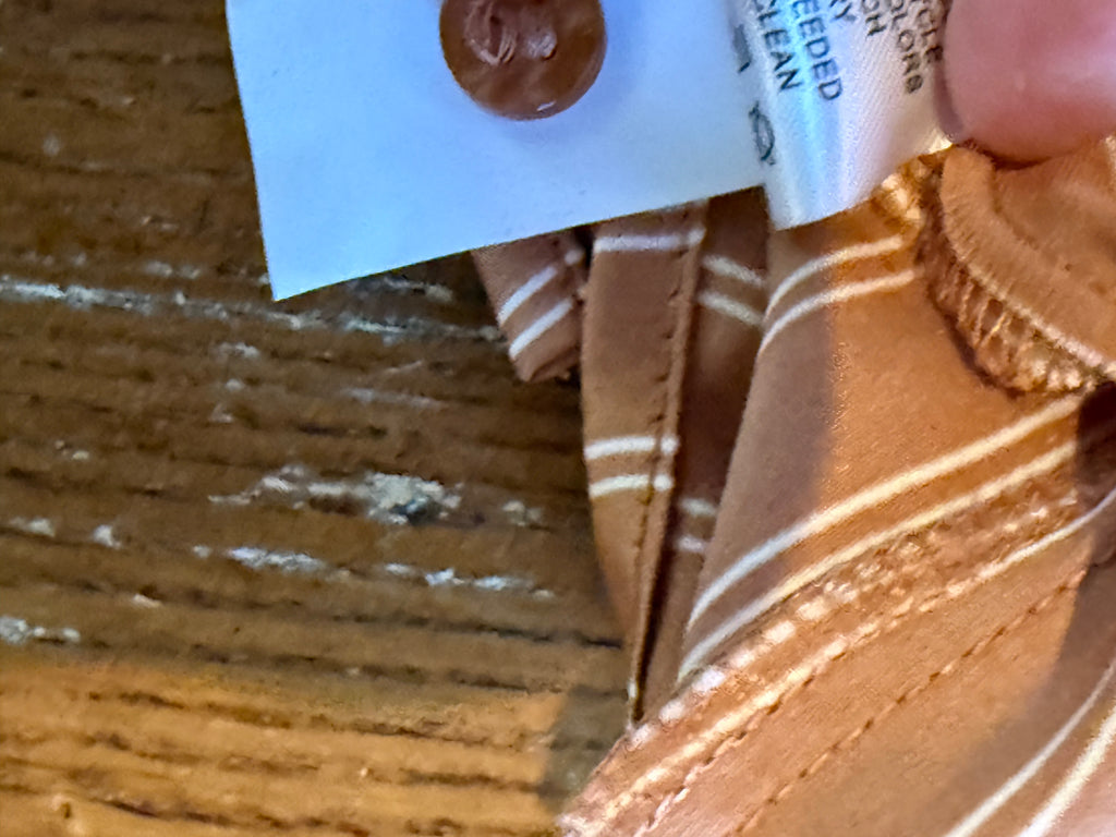 Cupcakes and Cashmere Striped Button-Front Blouse – Rust Brown / Cream – Size S/P
