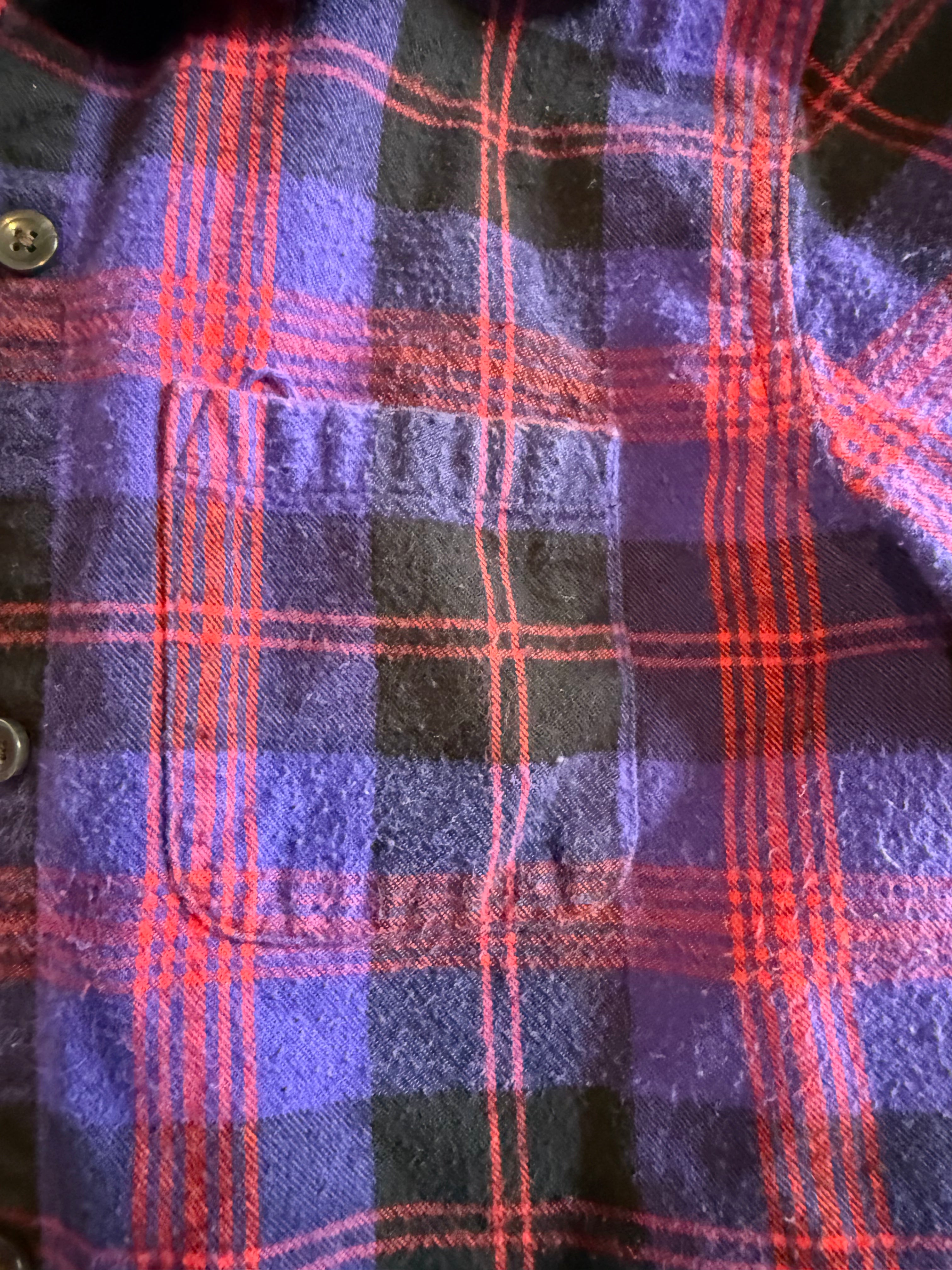 L.L.Bean Purple Red Black Plaid Flannel Button-Up Shirt – Relaxed Fit