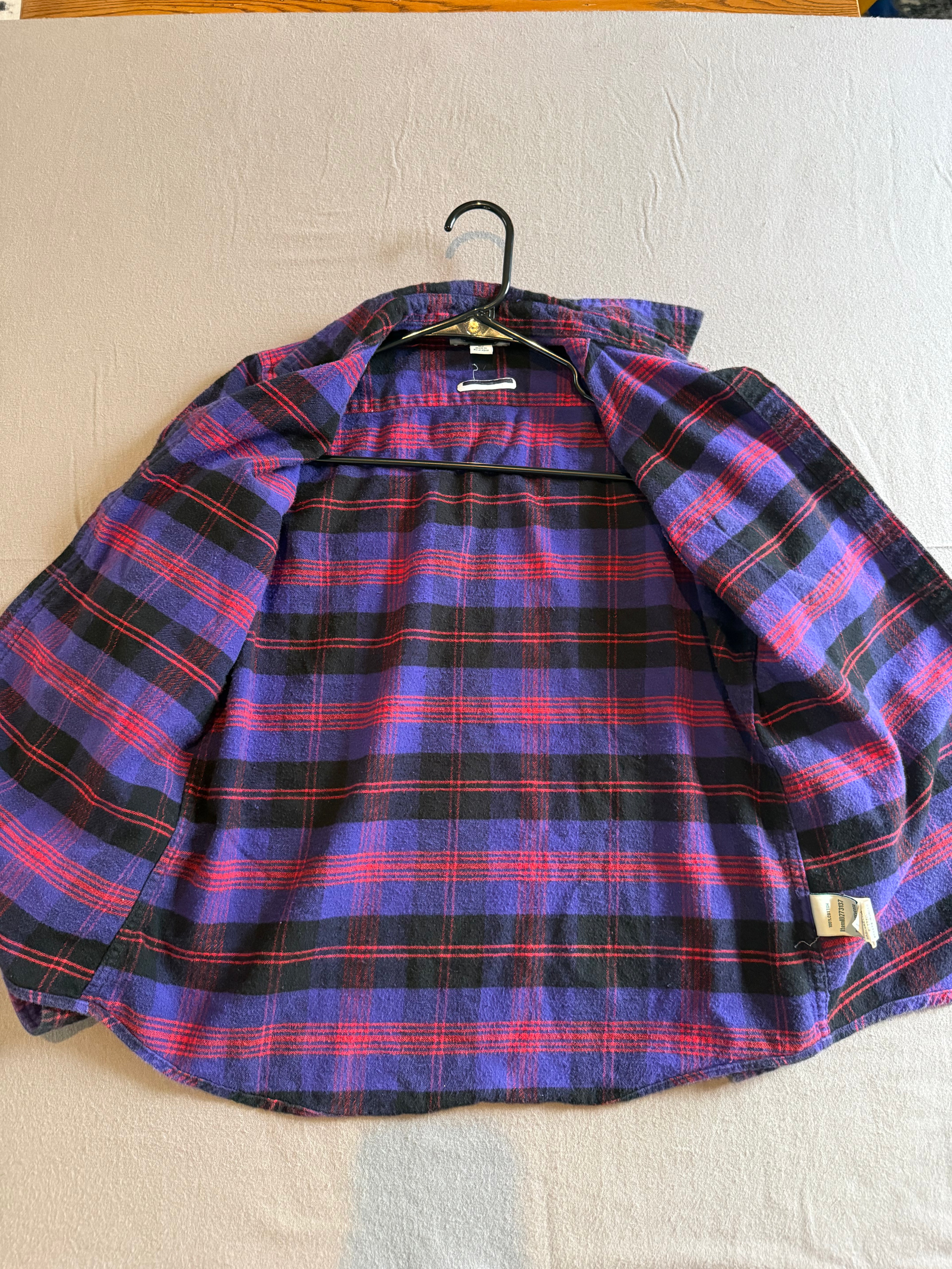 L.L.Bean Purple Red Black Plaid Flannel Button-Up Shirt – Relaxed Fit