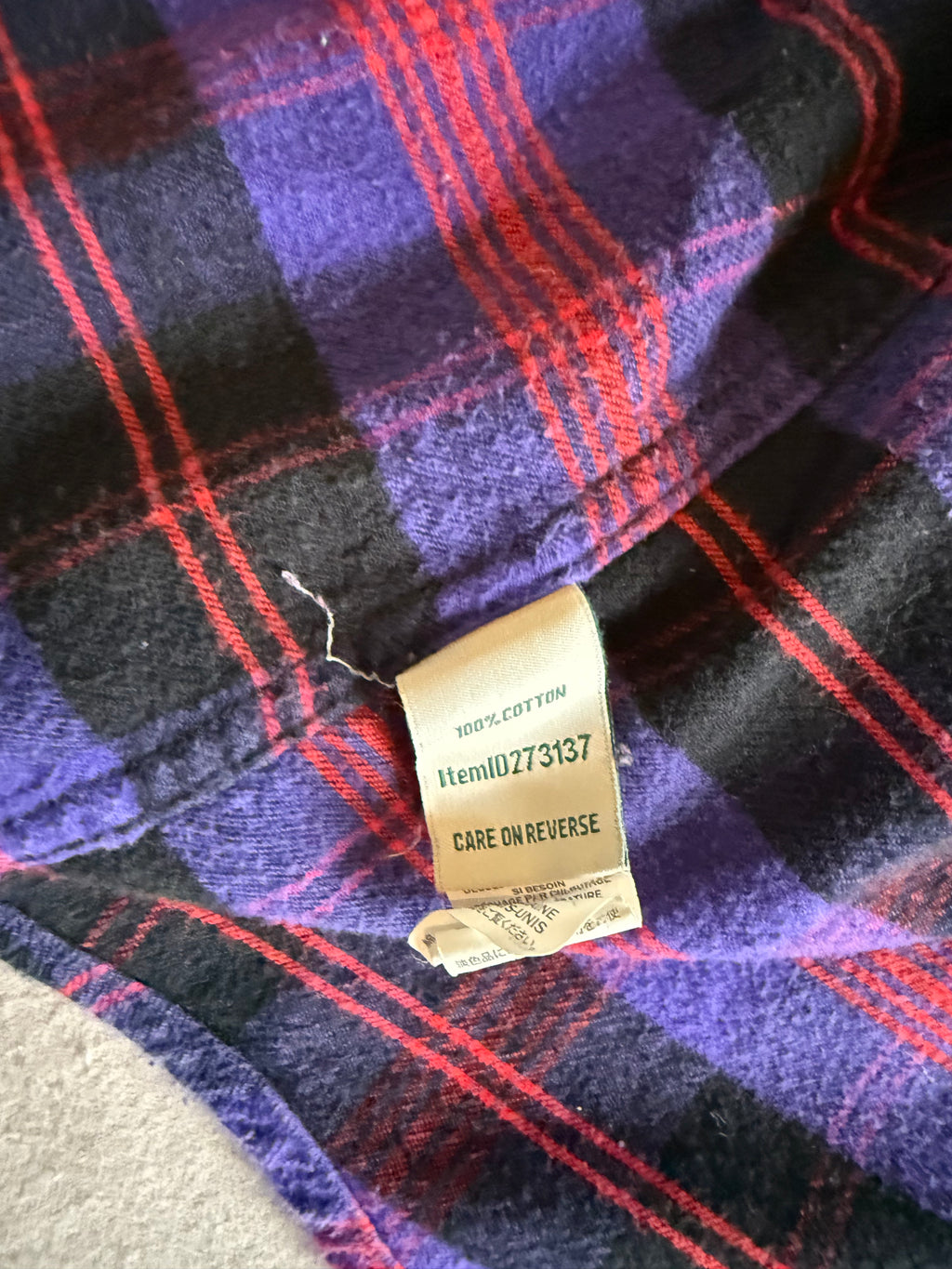 L.L.Bean Purple Red Black Plaid Flannel Button-Up Shirt – Relaxed Fit