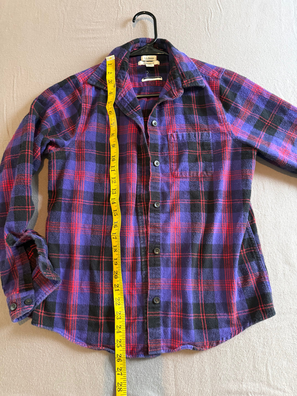 L.L.Bean Purple Red Black Plaid Flannel Button-Up Shirt – Relaxed Fit