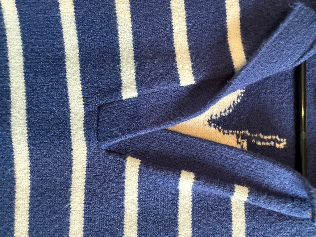 Kerri Rosenthal XO KR Navy & Cream Striped Knit Turtleneck Sweater – Size S
