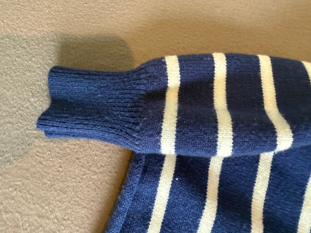 Kerri Rosenthal XO KR Navy & Cream Striped Knit Turtleneck Sweater – Size S