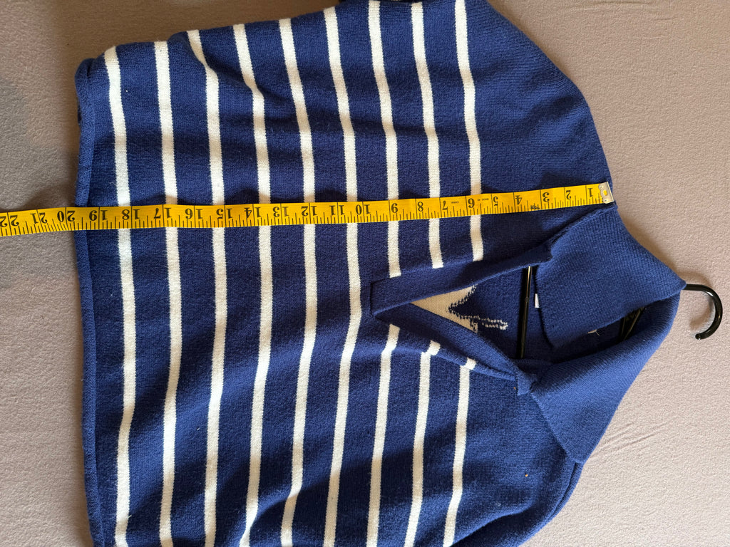 Kerri Rosenthal XO KR Navy & Cream Striped Knit Turtleneck Sweater – Size S