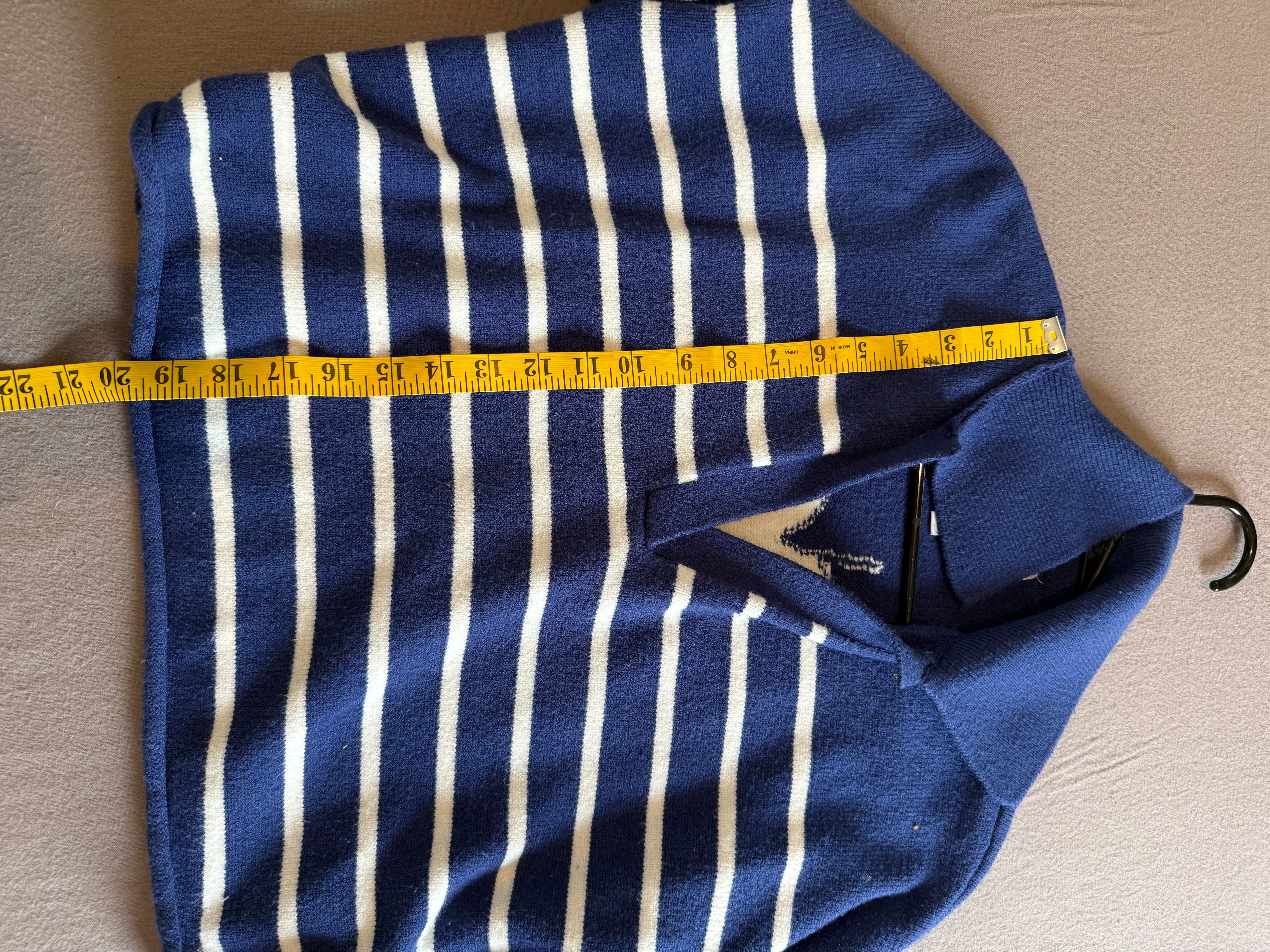 Kerri Rosenthal XO KR Navy & Cream Striped Knit Turtleneck Sweater – Size S