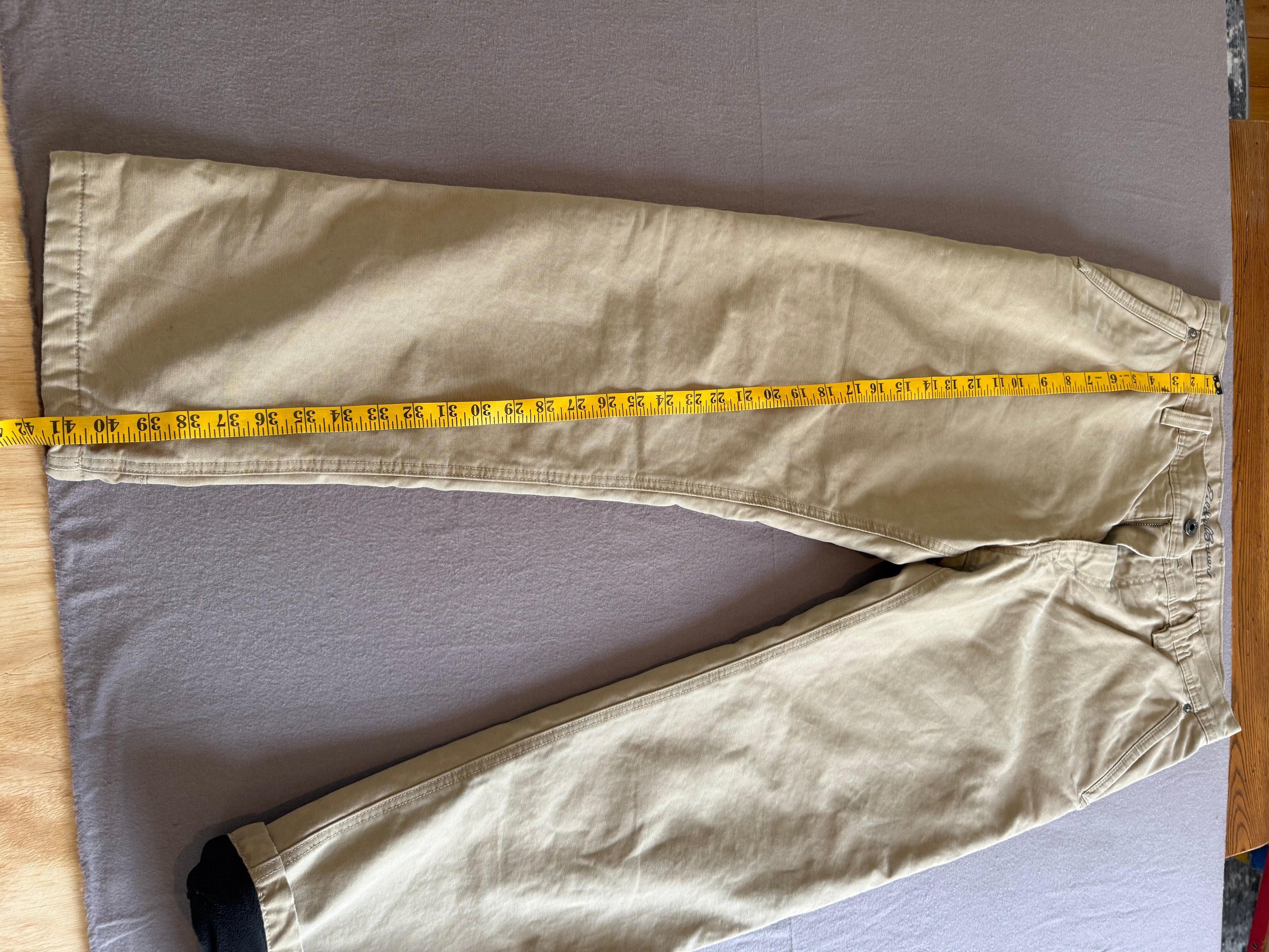 Eddie Bauer Fleece-Lined Khaki Utility Pants – Tan Relaxed Straight Leg – 34x32