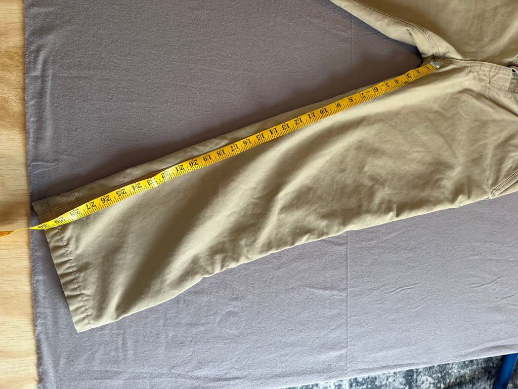Eddie Bauer Fleece-Lined Khaki Utility Pants – Tan Relaxed Straight Leg – 34x32
