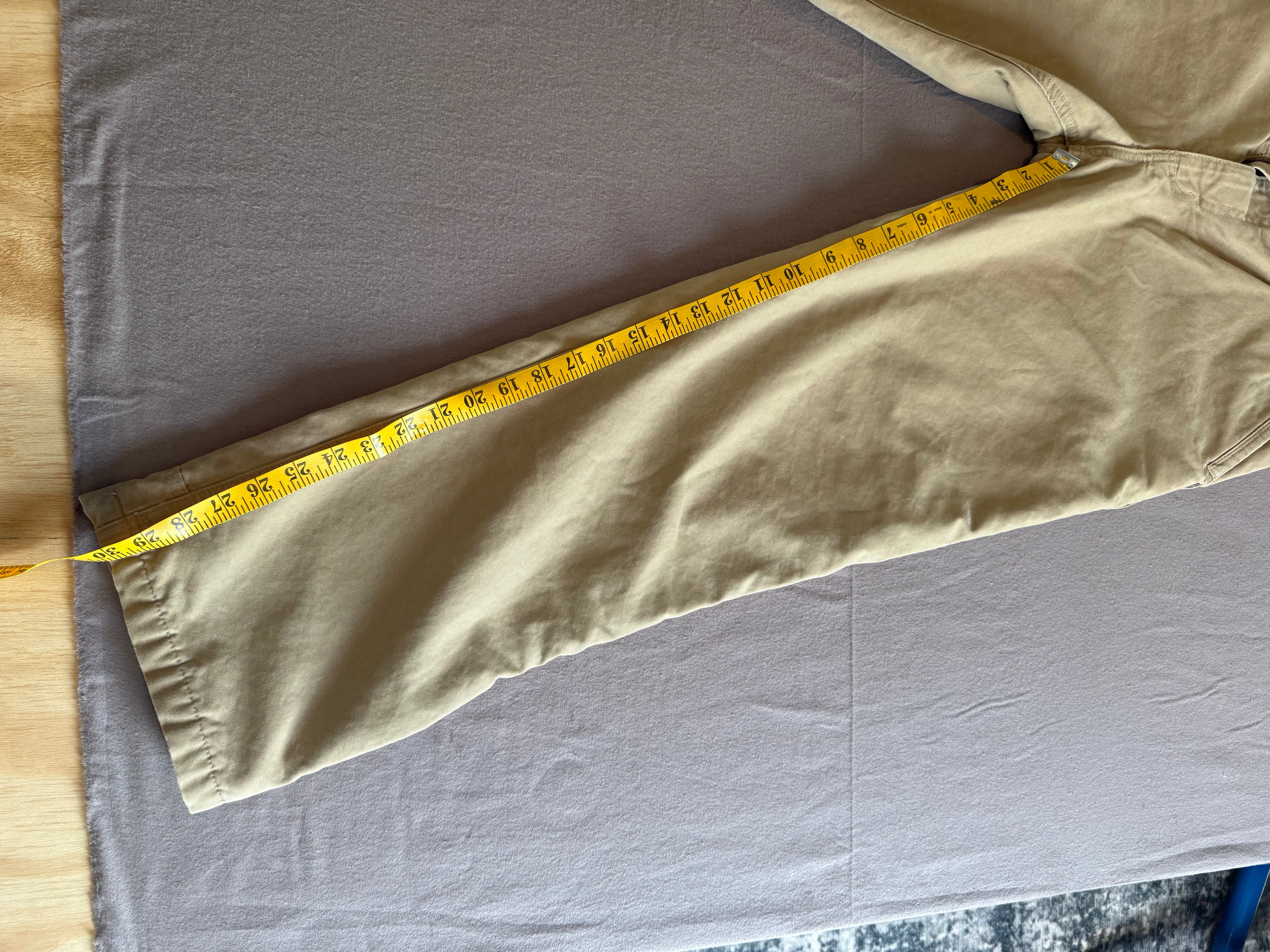 Eddie Bauer Fleece-Lined Khaki Utility Pants – Tan Relaxed Straight Leg – 34x32