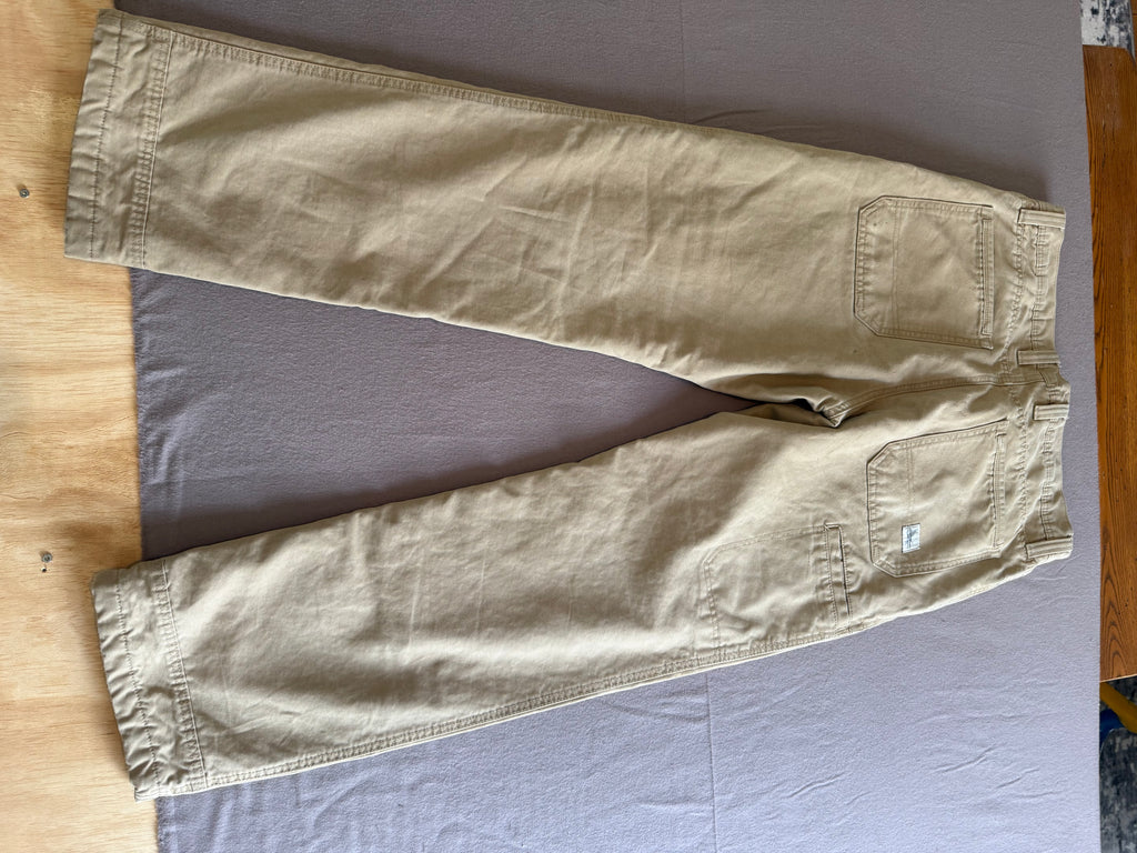Eddie Bauer Fleece-Lined Khaki Utility Pants – Tan Relaxed Straight Leg – 34x32