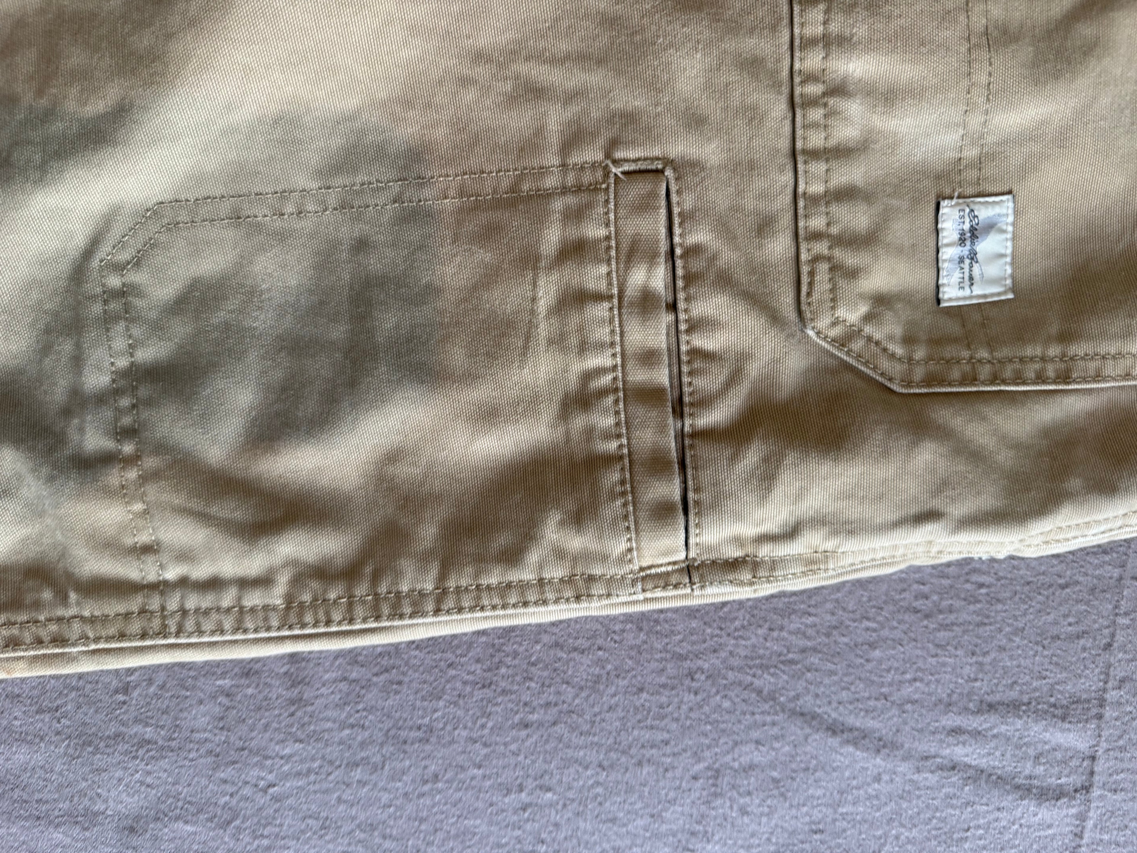 Eddie Bauer Fleece-Lined Khaki Utility Pants – Tan Relaxed Straight Leg – 34x32