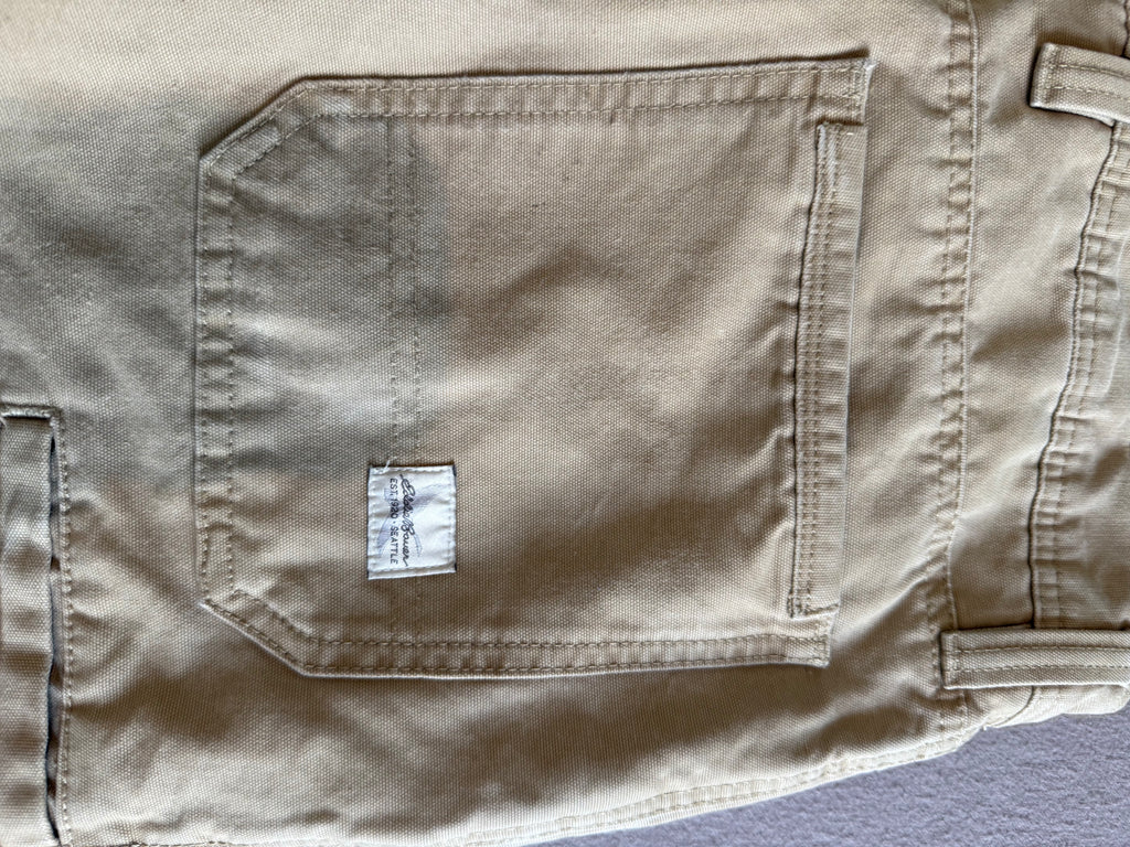 Eddie Bauer Fleece-Lined Khaki Utility Pants – Tan Relaxed Straight Leg – 34x32