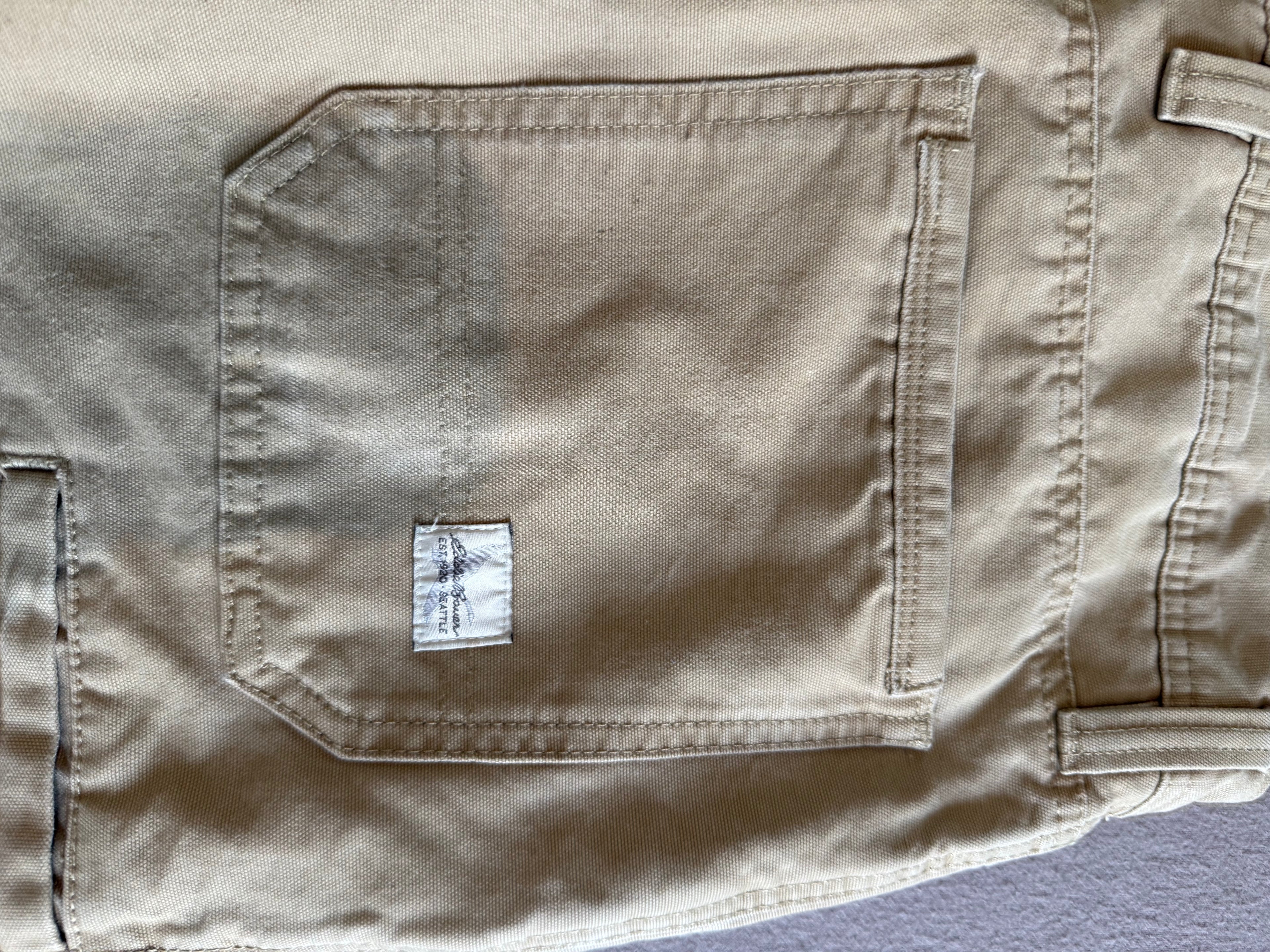 Eddie Bauer Fleece-Lined Khaki Utility Pants – Tan Relaxed Straight Leg – 34x32