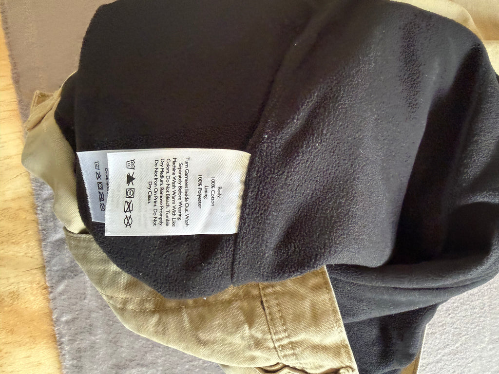 Eddie Bauer Fleece-Lined Khaki Utility Pants – Tan Relaxed Straight Leg – 34x32