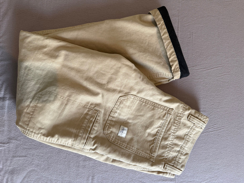 Eddie Bauer Fleece-Lined Khaki Utility Pants – Tan Relaxed Straight Leg – 34x32