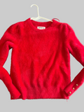 Bailey/44 Red Fuzzy Knit Cardigan with Gold Heart Buttons – Size Small