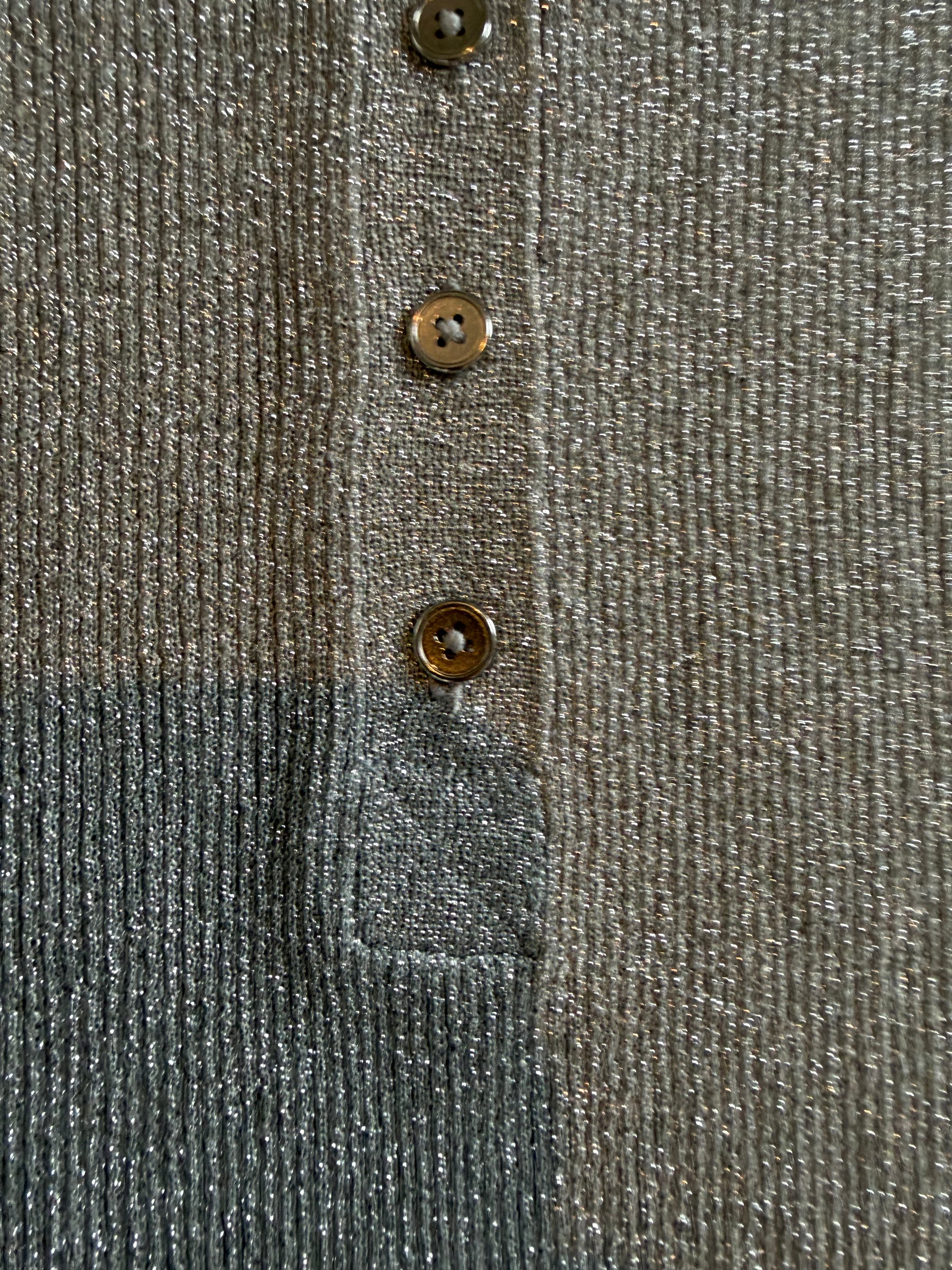 J.Crew Metallic Silver Ribbed Henley Long Sleeve Top – Size Small