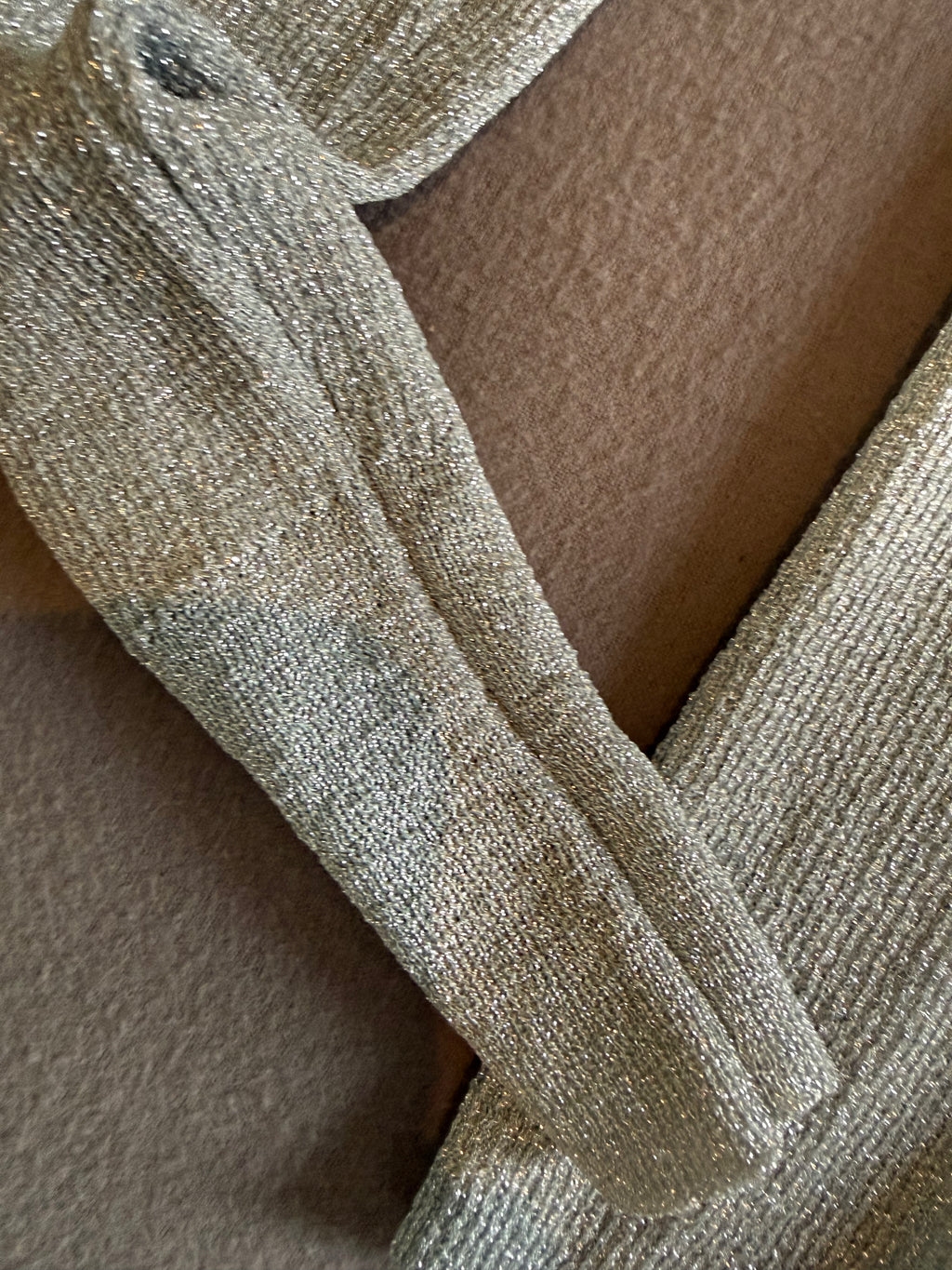 J.Crew Metallic Silver Ribbed Henley Long Sleeve Top – Size Small