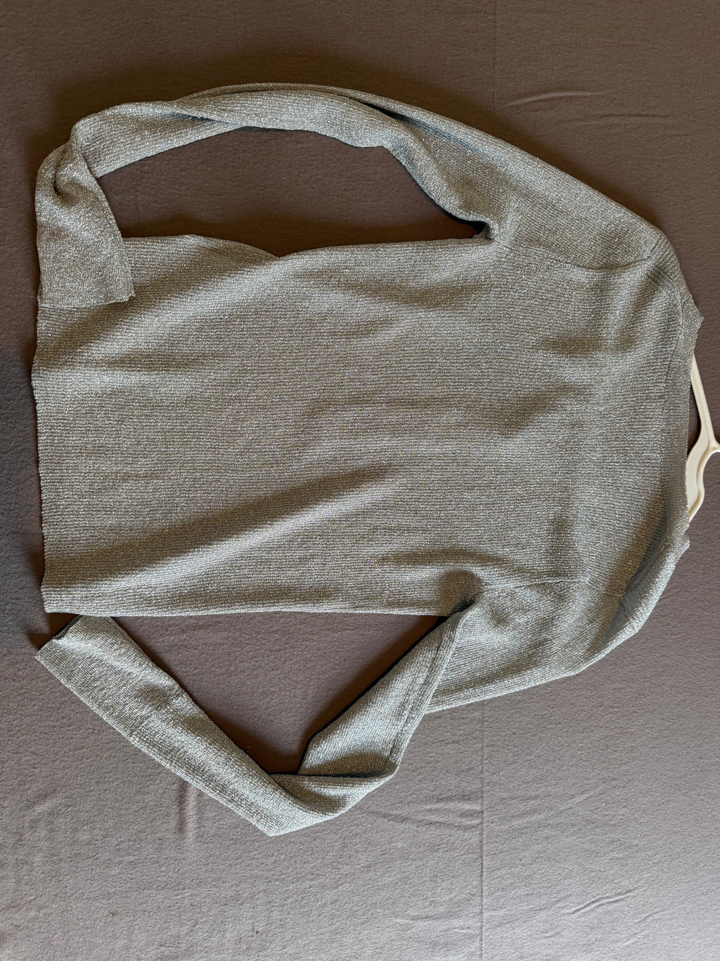 J.Crew Metallic Silver Ribbed Henley Long Sleeve Top – Size Small