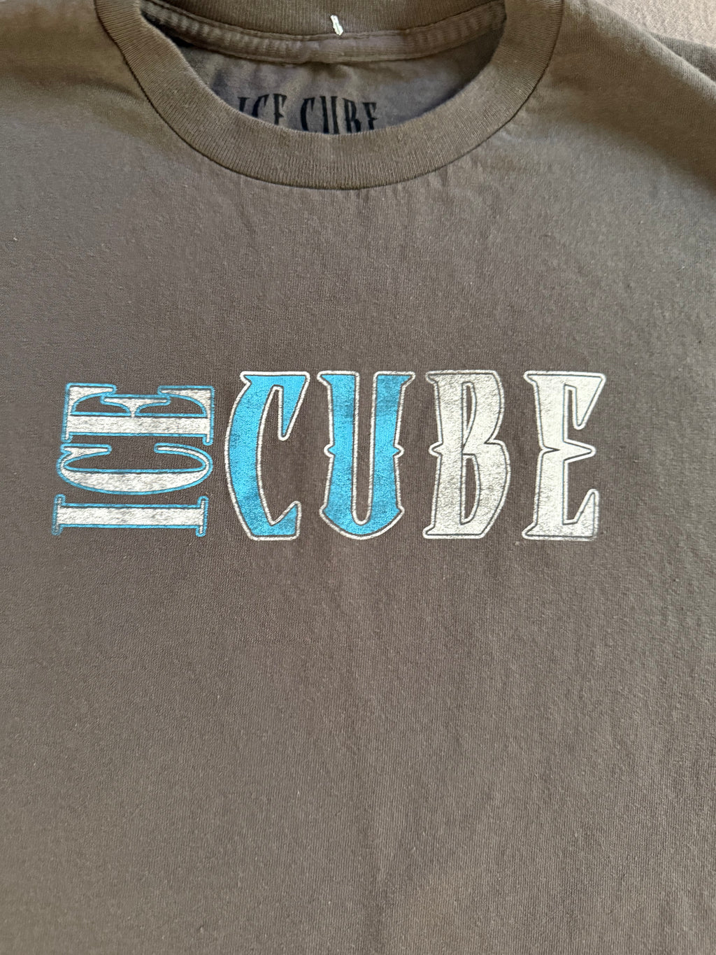 Ice Cube Graphic T-Shirt Gray Blue Logo Tee Size M
