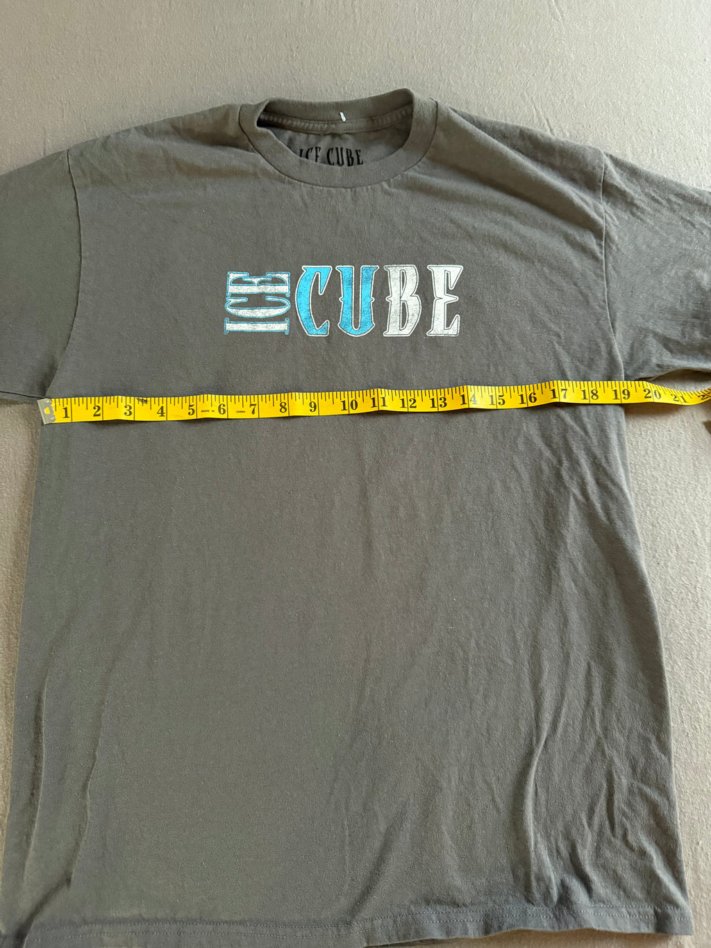 Ice Cube Graphic T-Shirt Gray Blue Logo Tee Size M