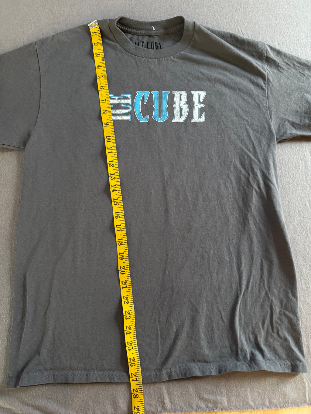 Ice Cube Graphic T-Shirt Gray Blue Logo Tee Size M
