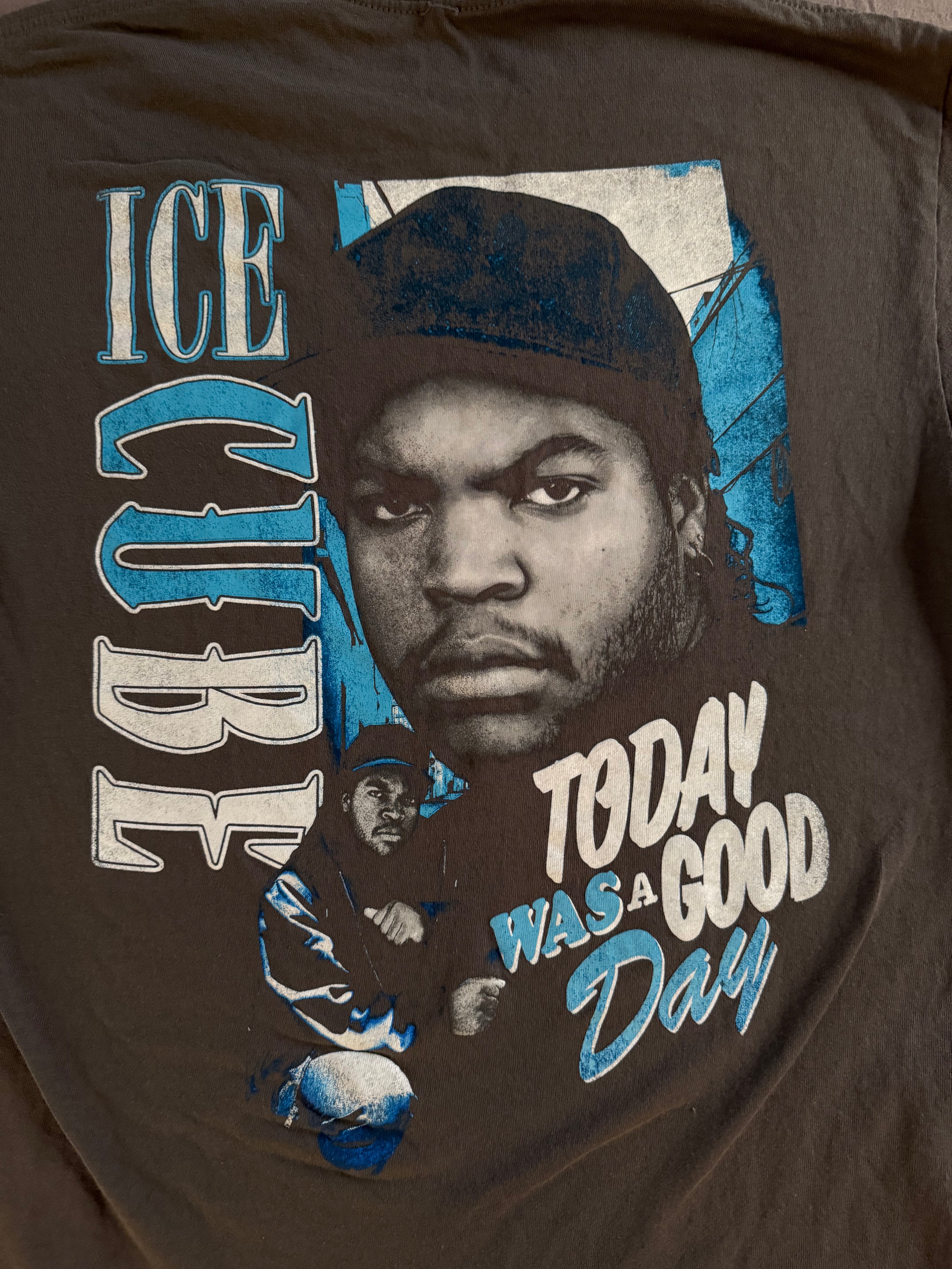 Ice Cube Graphic T-Shirt Gray Blue Logo Tee Size M
