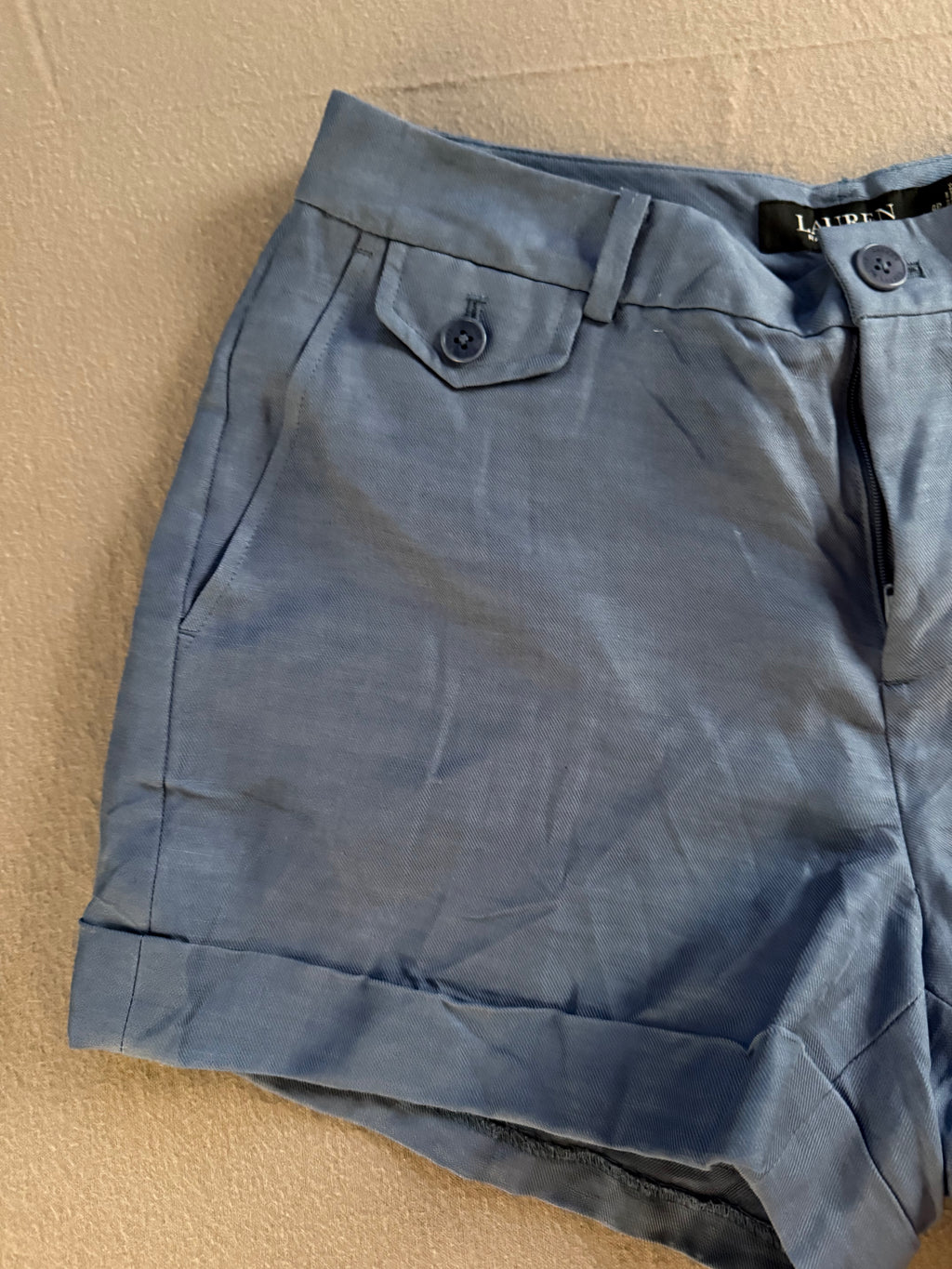 Lauren Ralph Lauren Petite Blue Tailored Cuffed Shorts NWT Size 4P