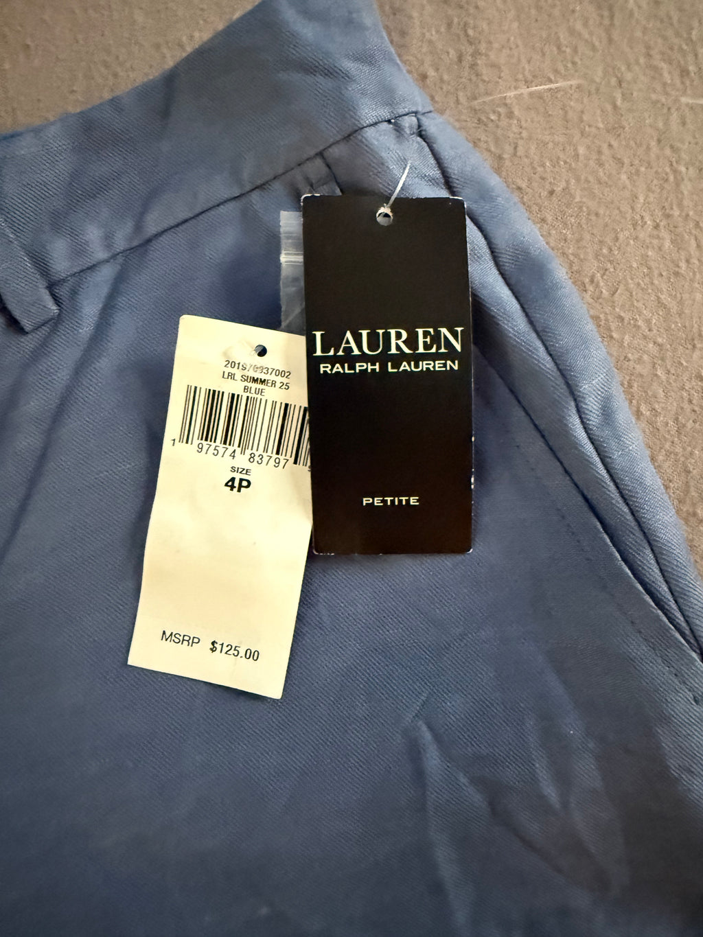 Lauren Ralph Lauren Petite Blue Tailored Cuffed Shorts NWT Size 4P