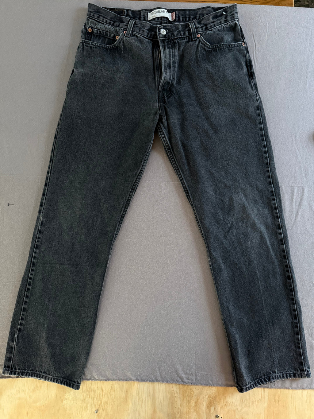 Levi’s 505 Black Washed Straight Leg Jeans – W36 L34