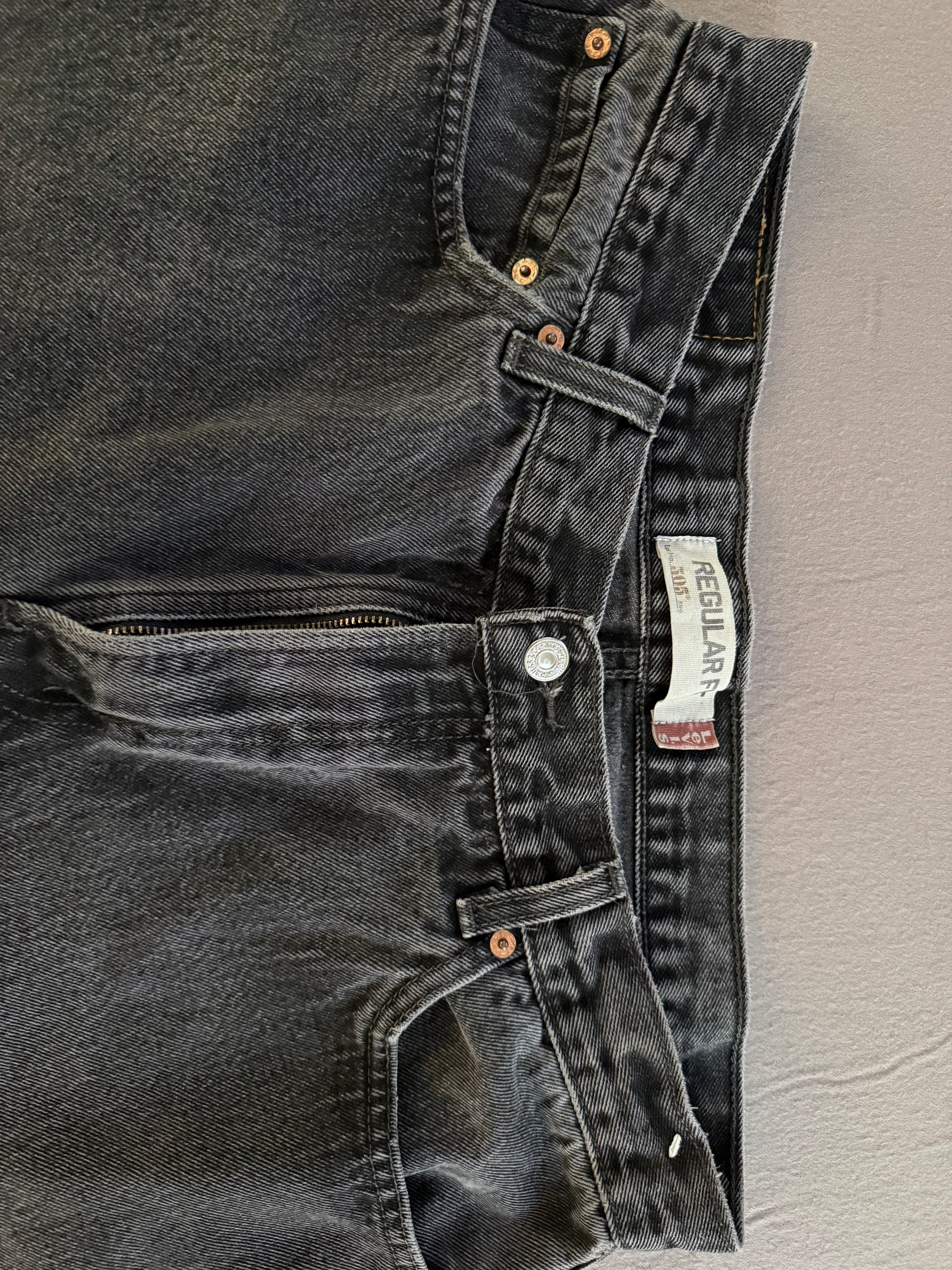 Levi’s 505 Black Washed Straight Leg Jeans – W36 L34