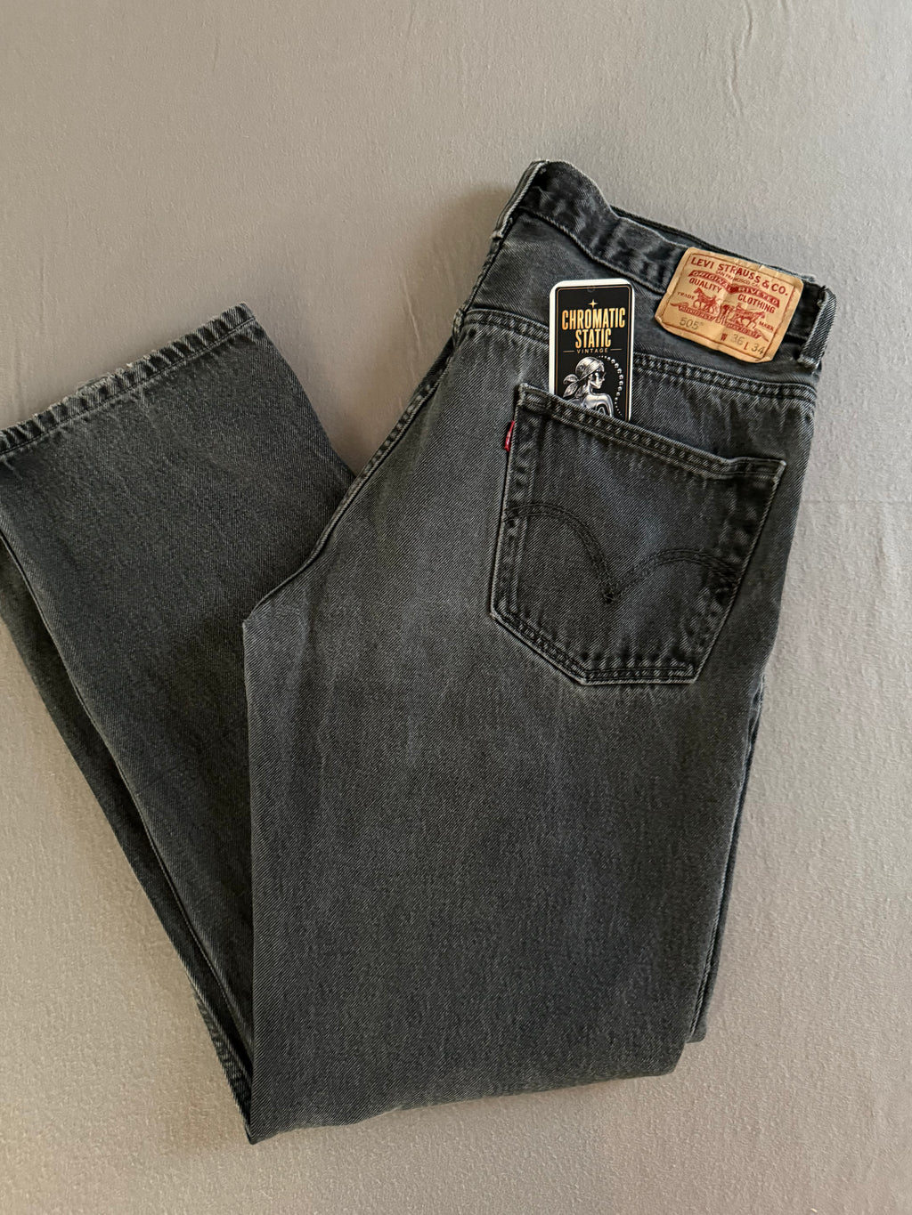 Levi’s 505 Black Washed Straight Leg Jeans – W36 L34