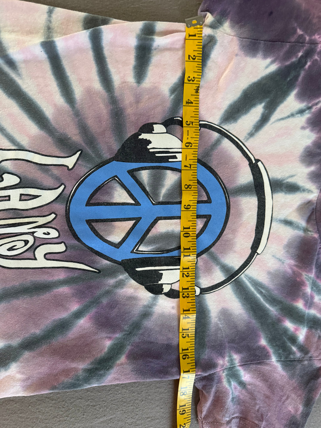 Tie-Dye Peace Sign Headphones Graphic Tee – “You Are Beautiful” – Size Small