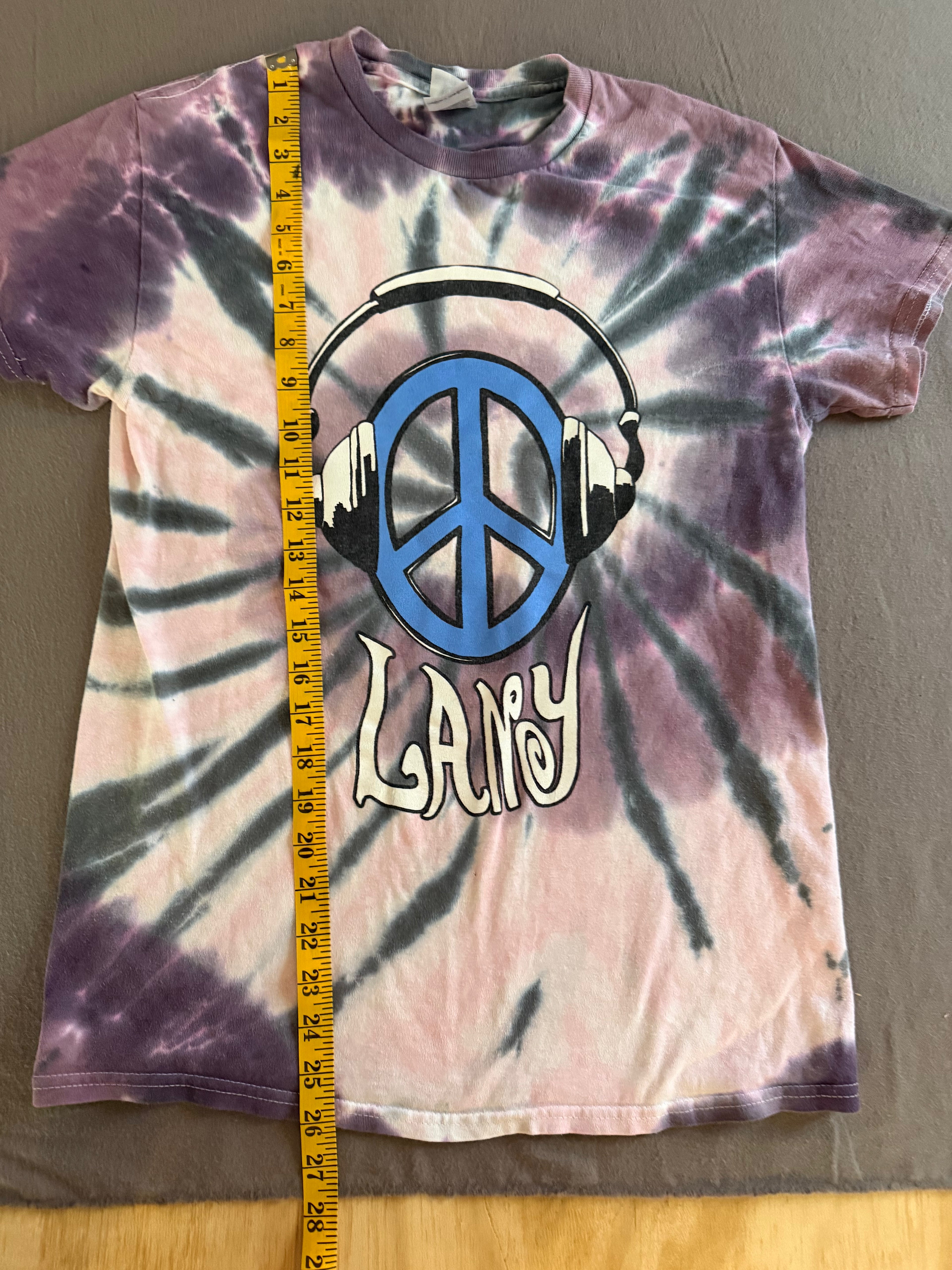 Tie-Dye Peace Sign Headphones Graphic Tee – “You Are Beautiful” – Size Small