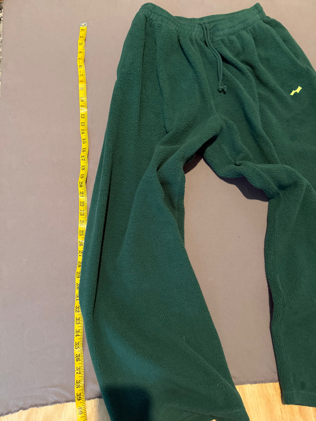 Skylark Forest Green Fleece Lounge Pants XL Made in USA Wide Leg