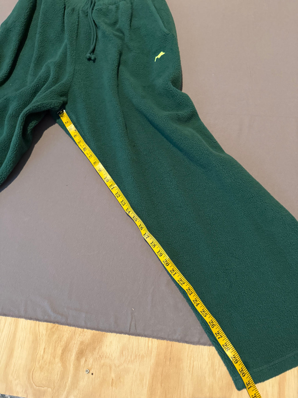 Skylark Forest Green Fleece Lounge Pants XL Made in USA Wide Leg