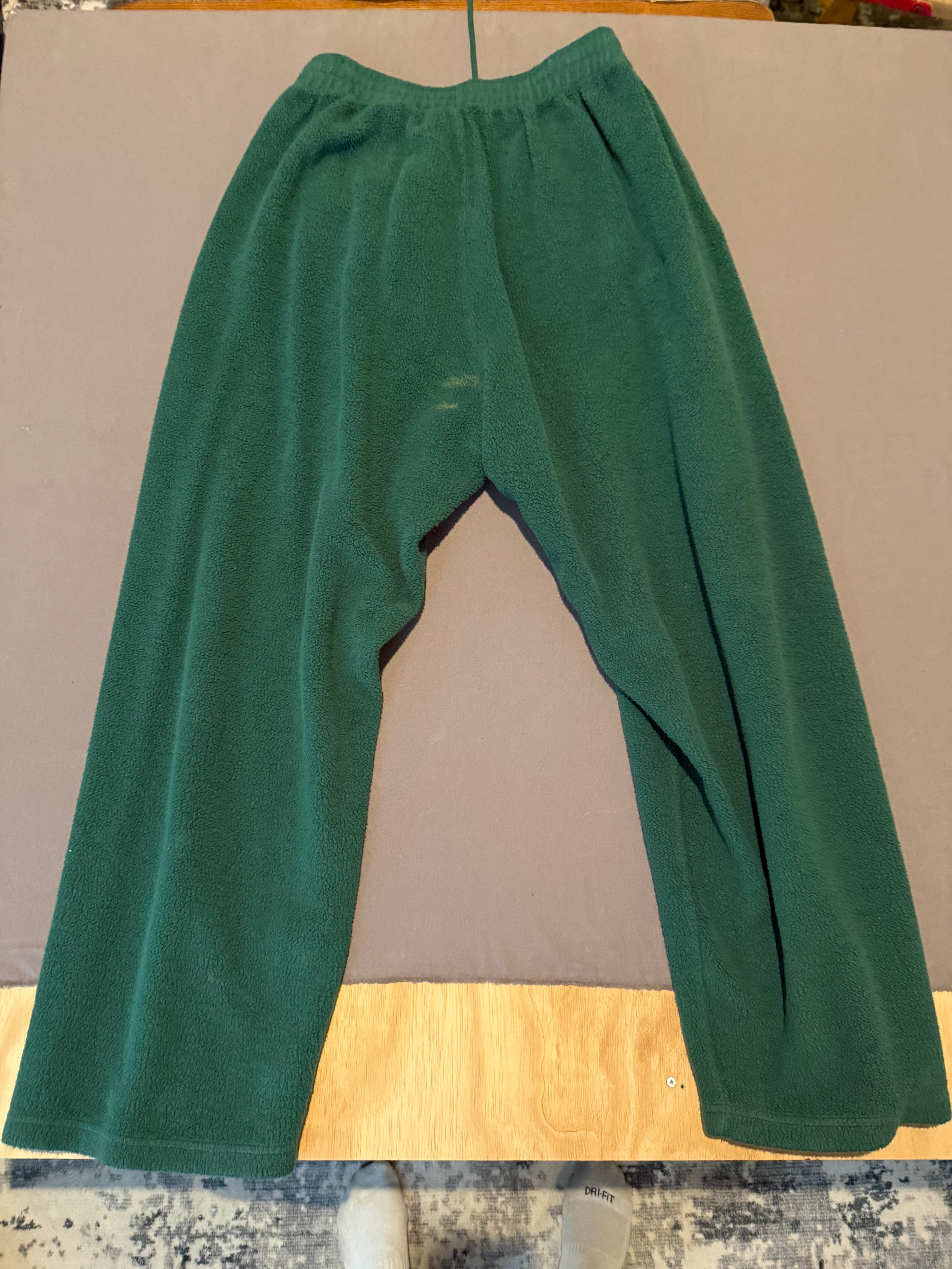 Skylark Forest Green Fleece Lounge Pants XL Made in USA Wide Leg