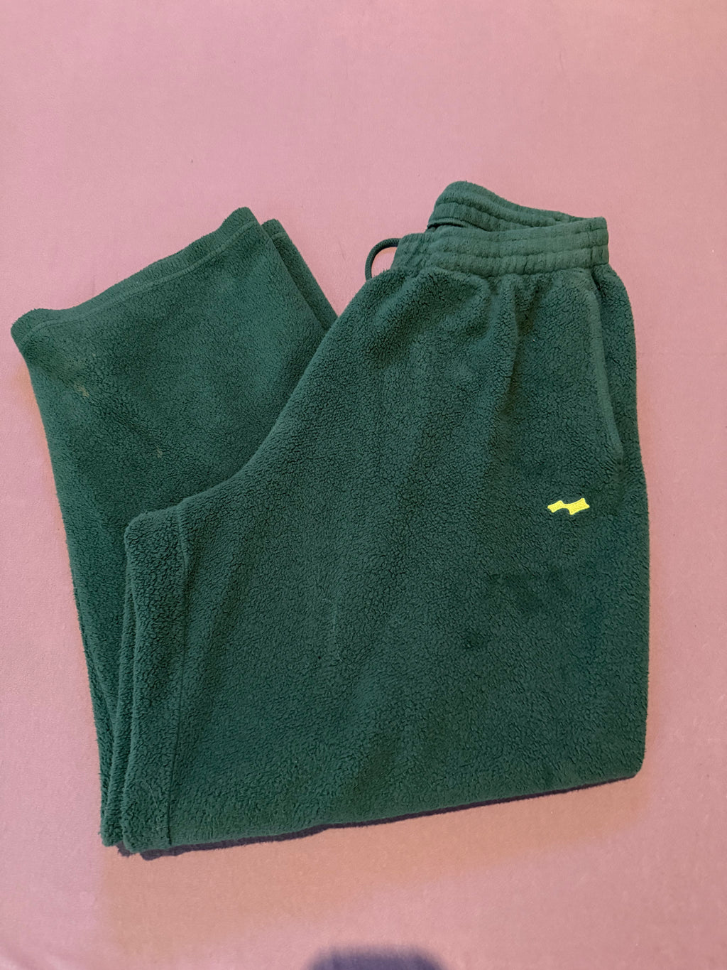 Skylark Forest Green Fleece Lounge Pants XL Made in USA Wide Leg