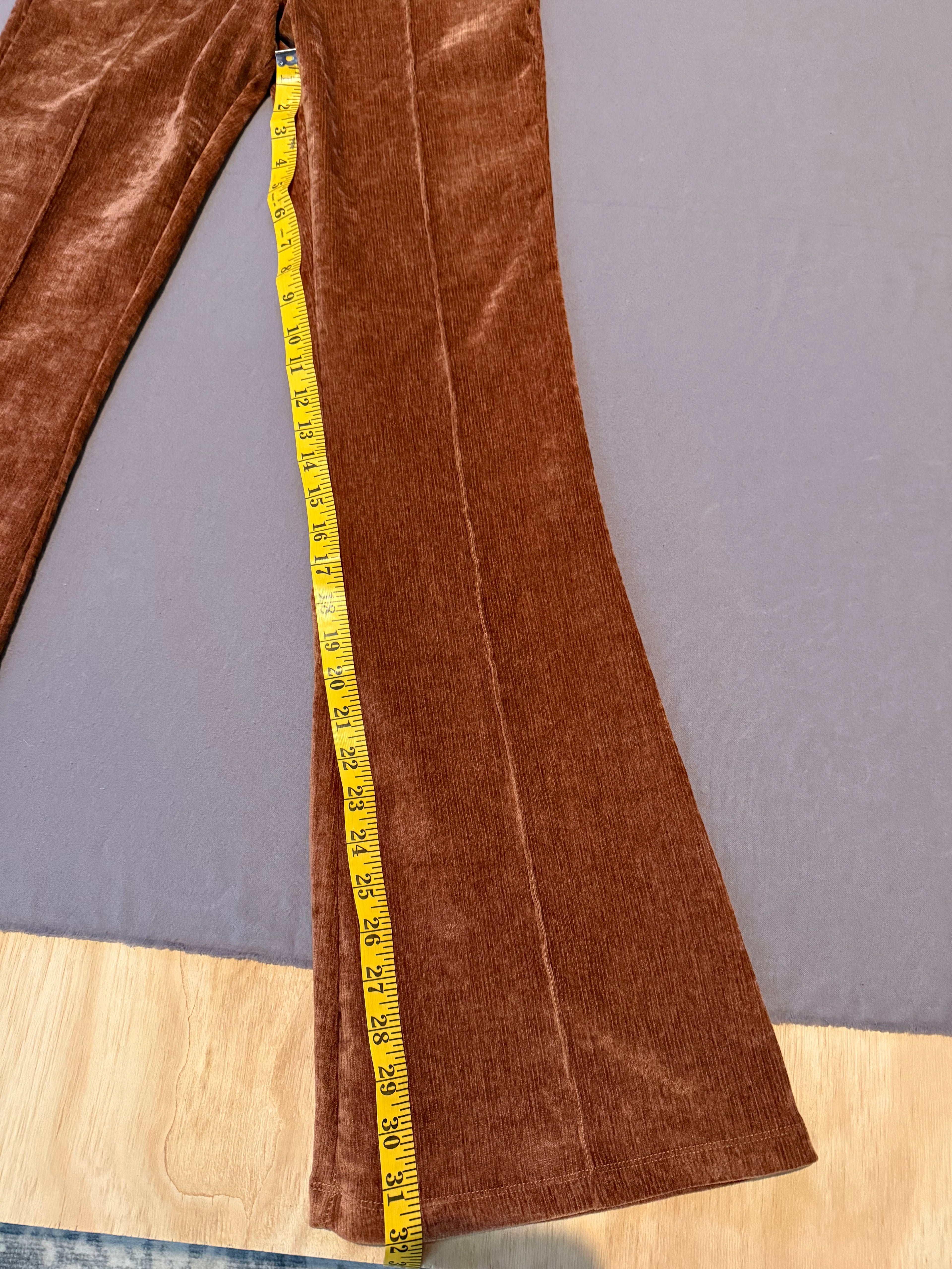 Love on a Hanger Brown Velour Flare Pants Size Medium Y2K Boho