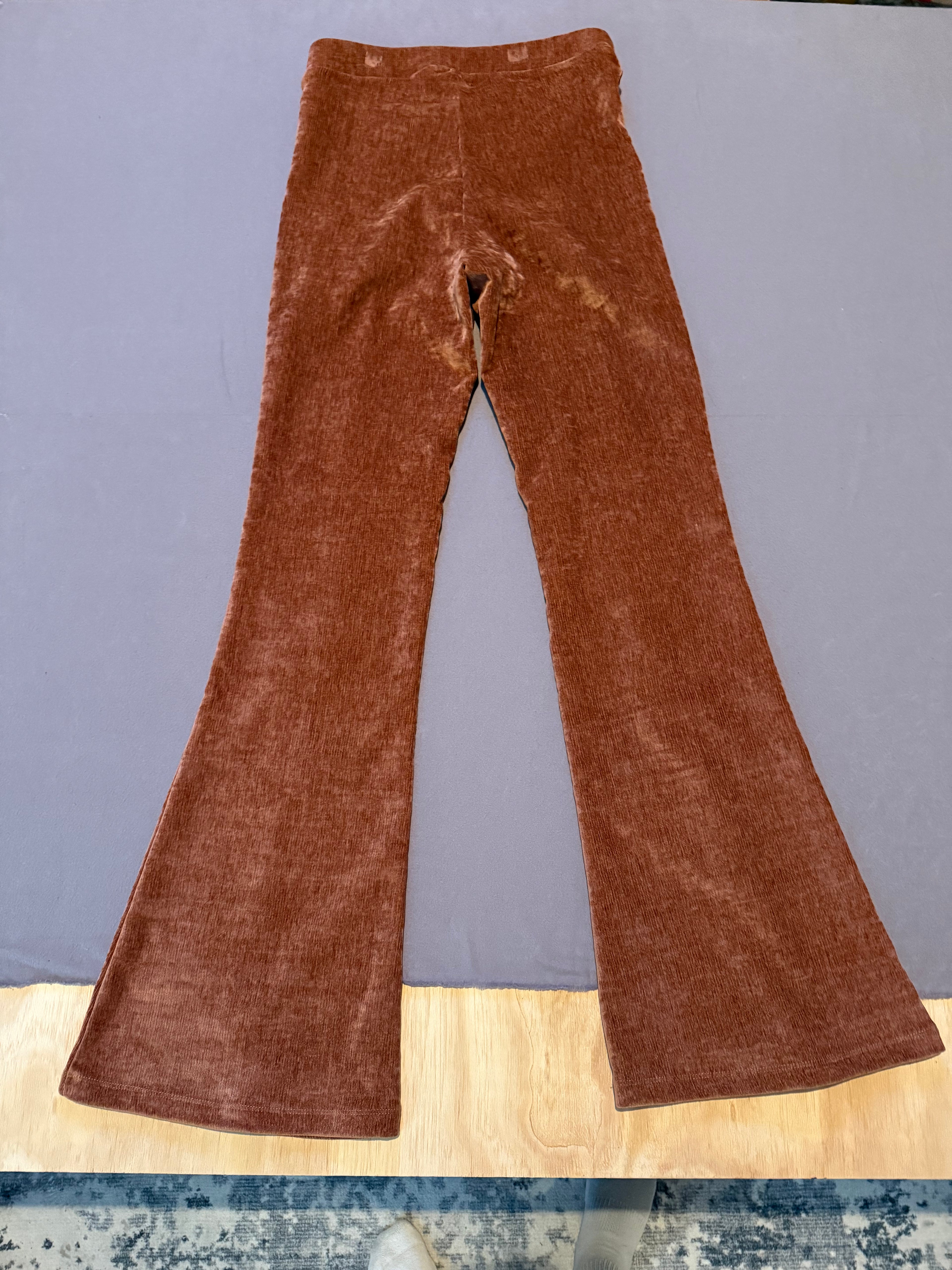 Love on a Hanger Brown Velour Flare Pants Size Medium Y2K Boho