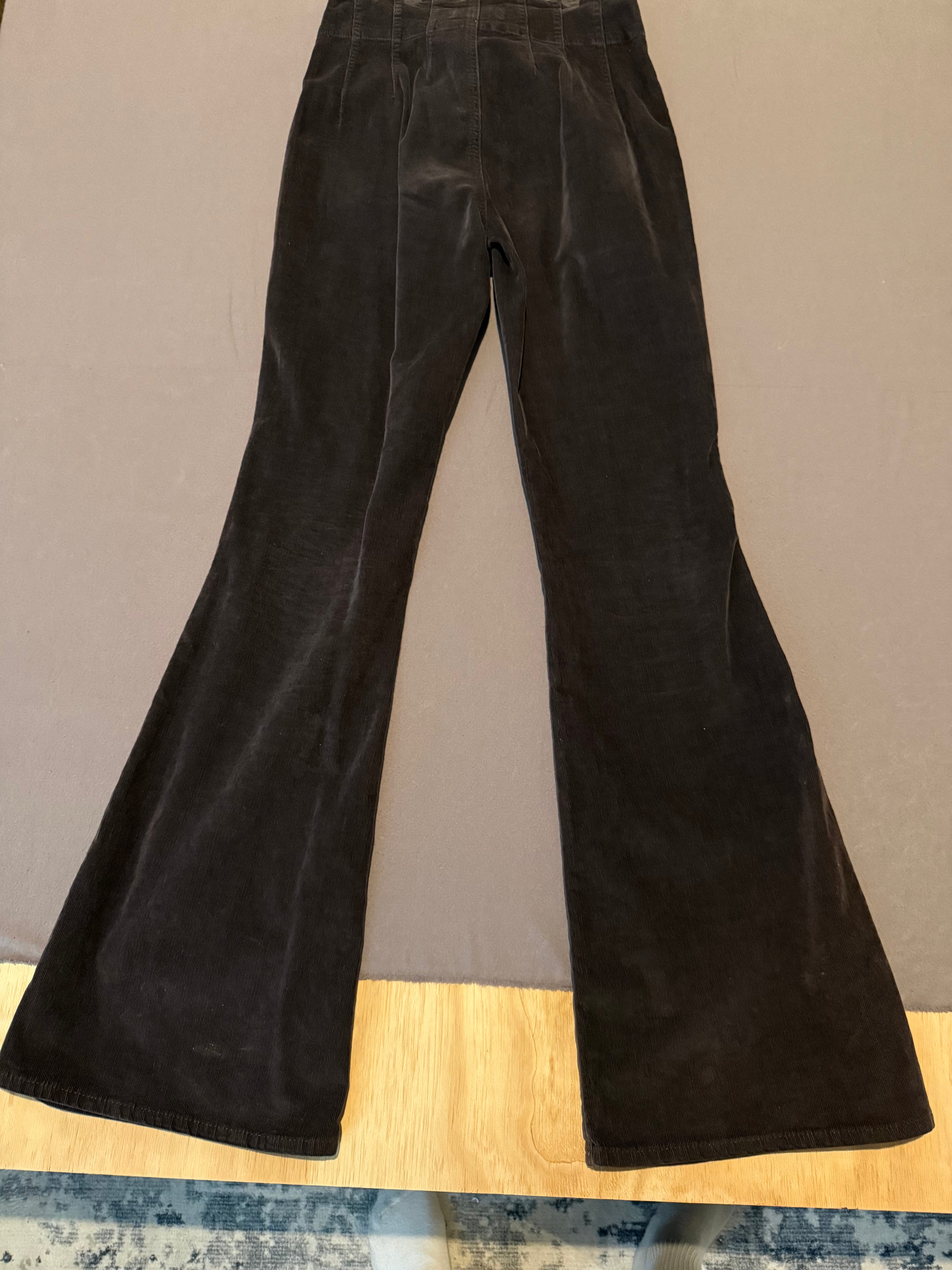 We The Free Black Corduroy Flare Pants Size 26 High Rise Boho Free People