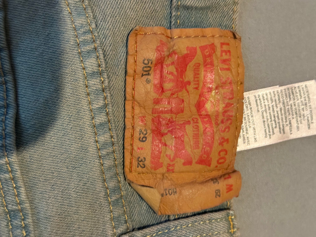 Levi’s 501 Original Fit Jeans W29 L32 Gray Wash Button Fly Straight Leg Denim