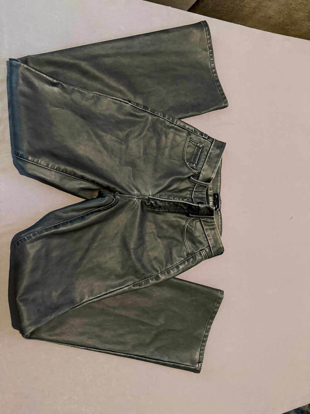 Good American Black Faux Leather Flare Pants Jeans Size 2 / 26 High Rise