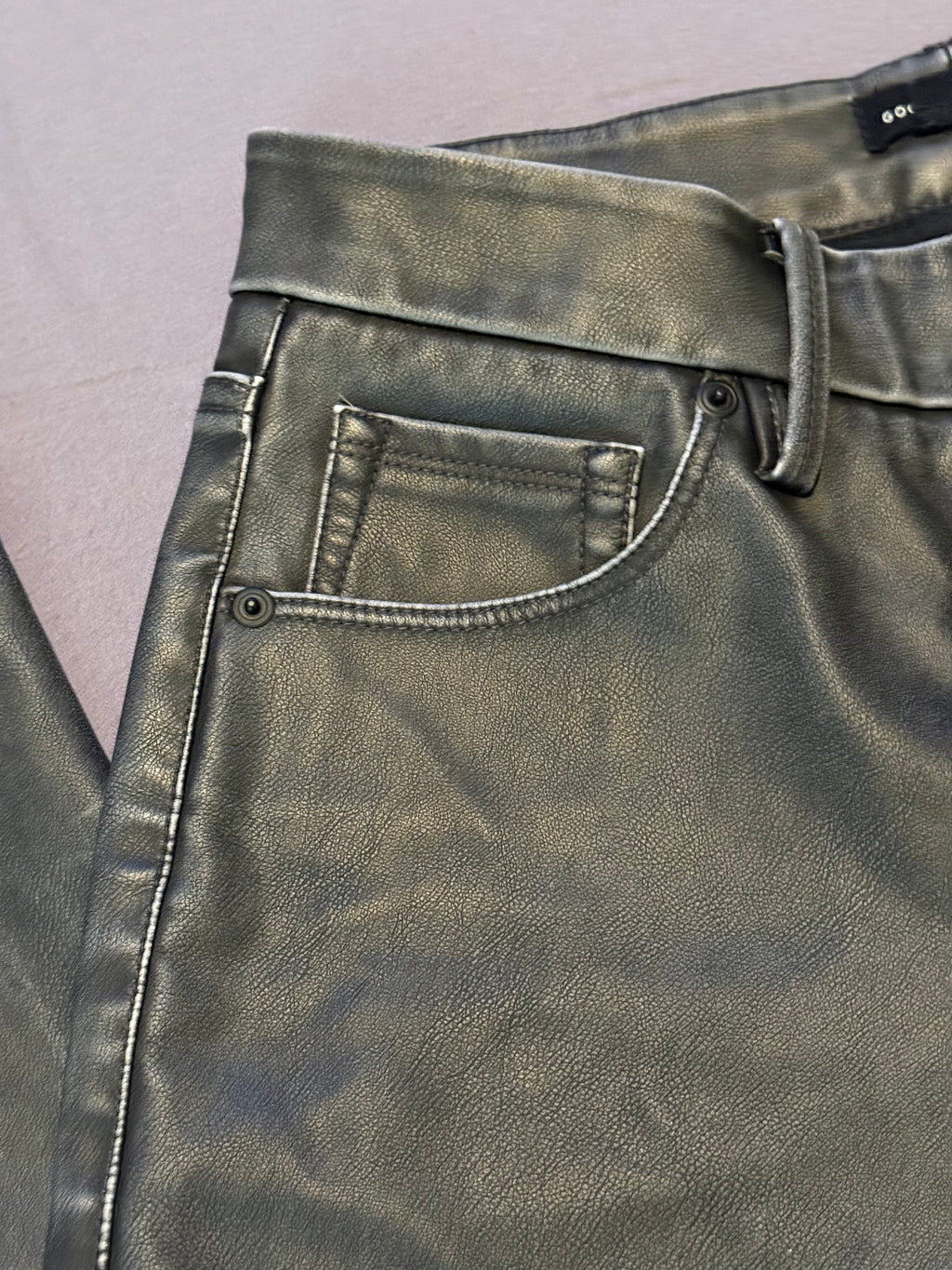 Good American Black Faux Leather Flare Pants Jeans Size 2 / 26 High Rise