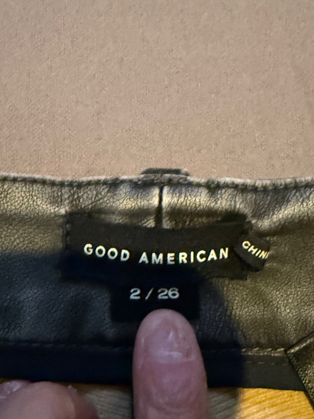Good American Black Faux Leather Flare Pants Jeans Size 2 / 26 High Rise