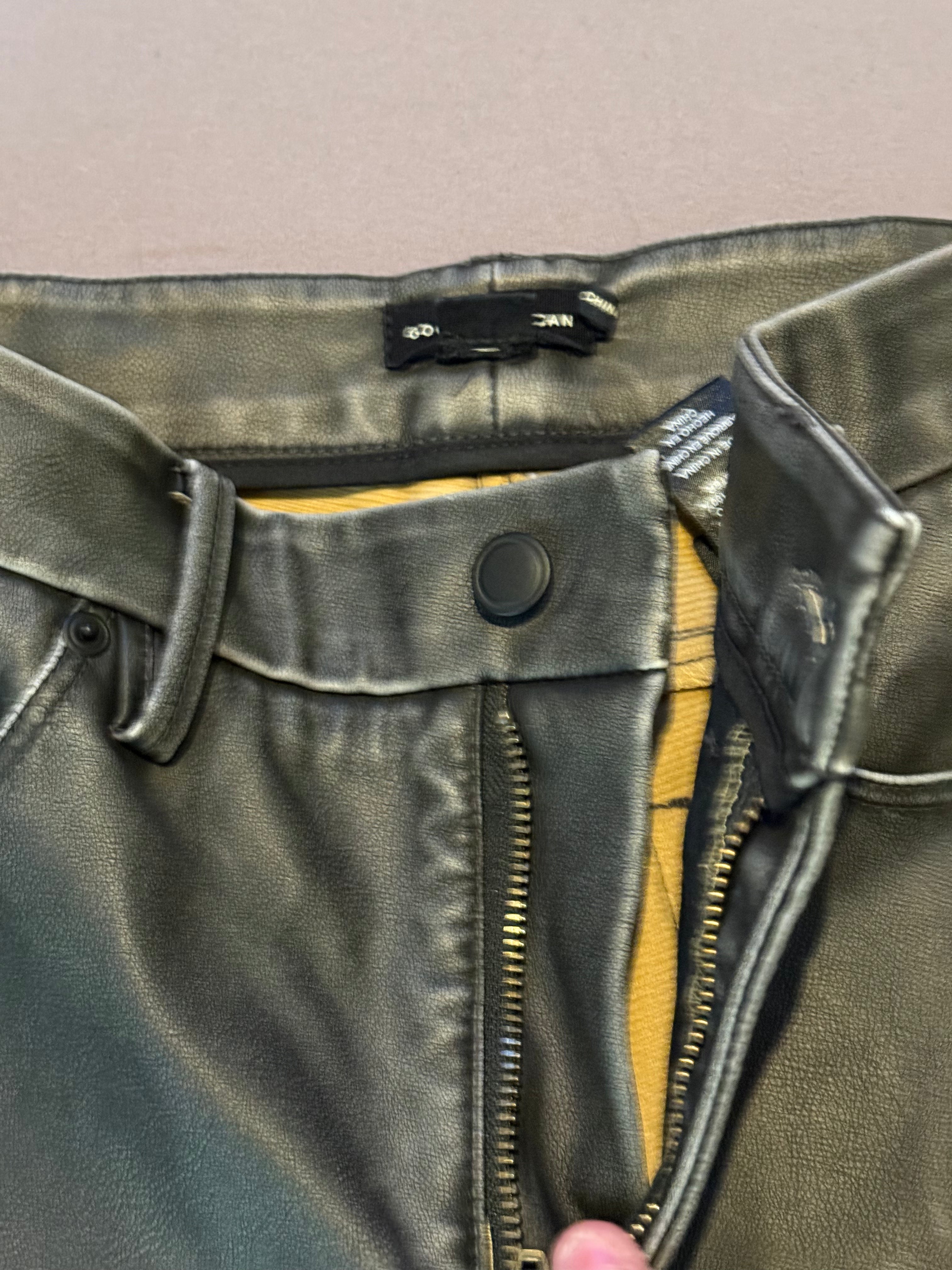 Good American Black Faux Leather Flare Pants Jeans Size 2 / 26 High Rise