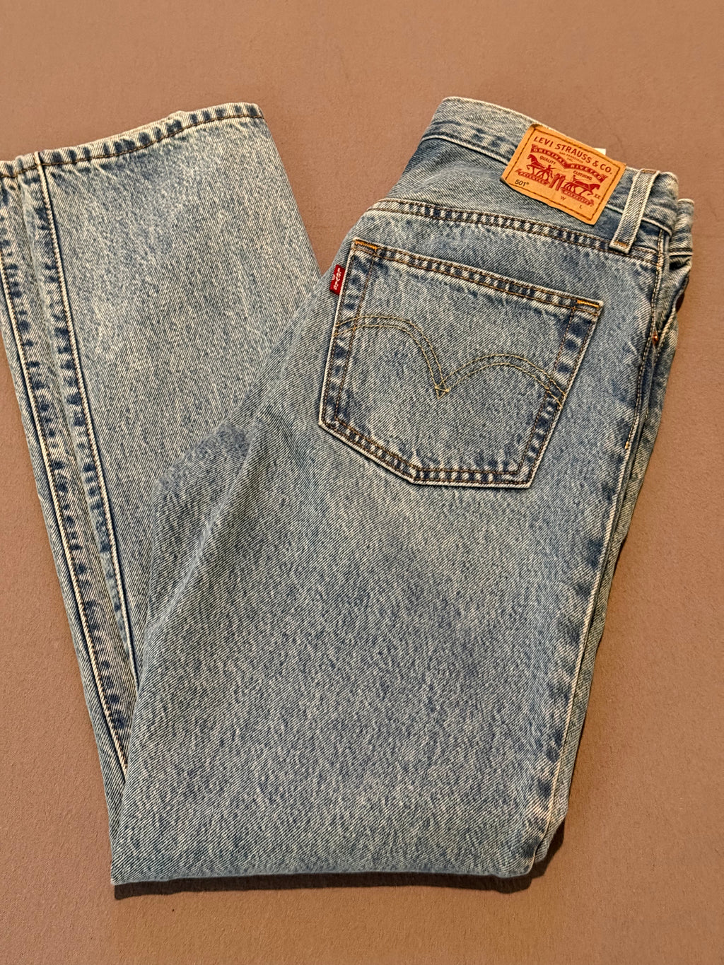 Levi’s Premium 501 Distressed Light Wash Straight Leg Jeans – Women’s