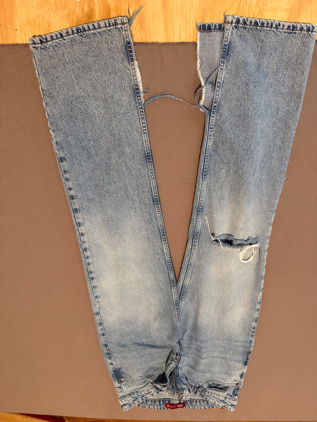 ZARA x Studio Nicholson Light Wash Wide Leg Jeans Size 4 / 26 Raw Slit Hem